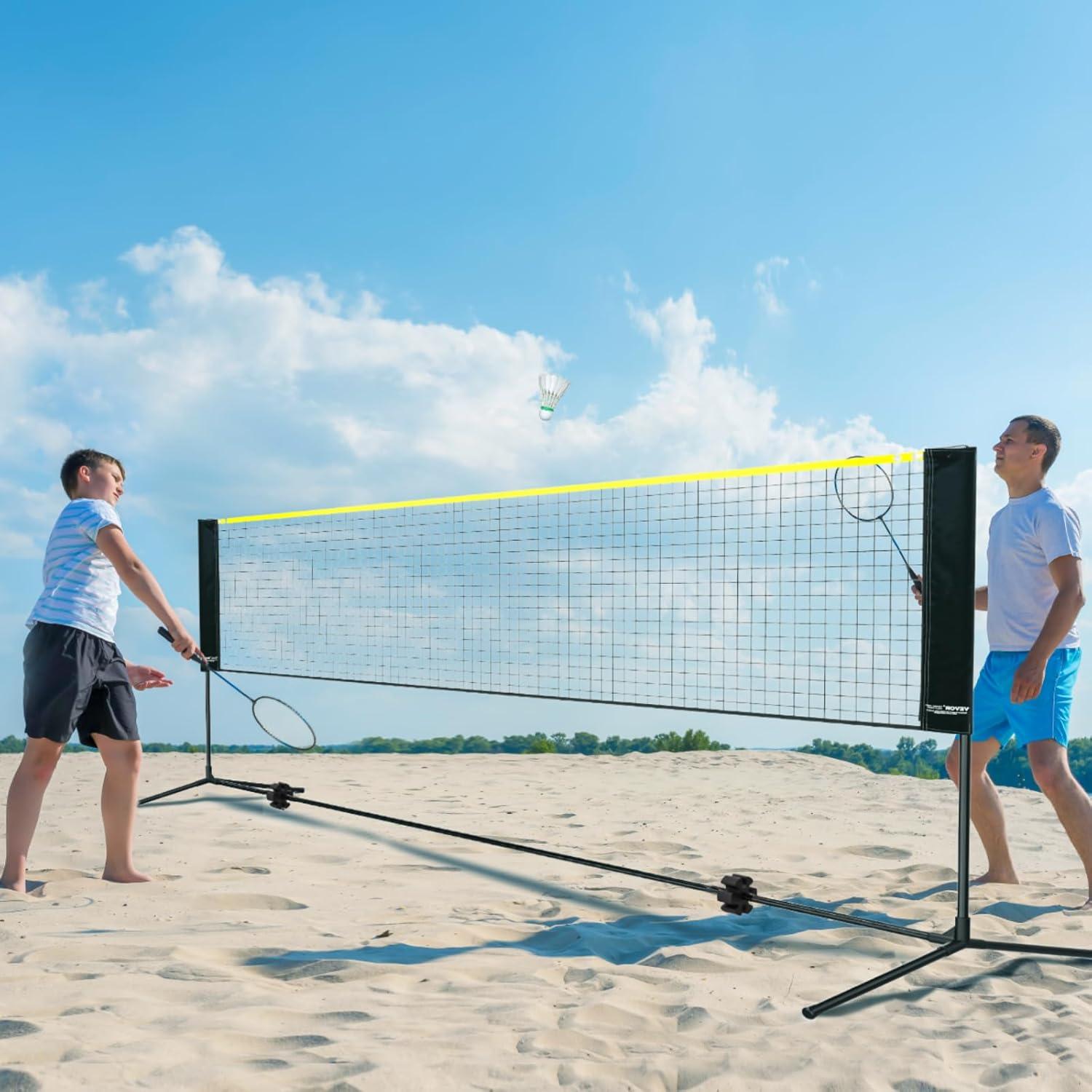image:imageVEVOR Badminton Net Height Adjustable Volleyball Net Wide Foldable Pickleball Net Portable Easy Setup Tennis Net Set with Poles Stand and Carry Bag for Kids Backyard Game Indoor Outdoor Use10ft