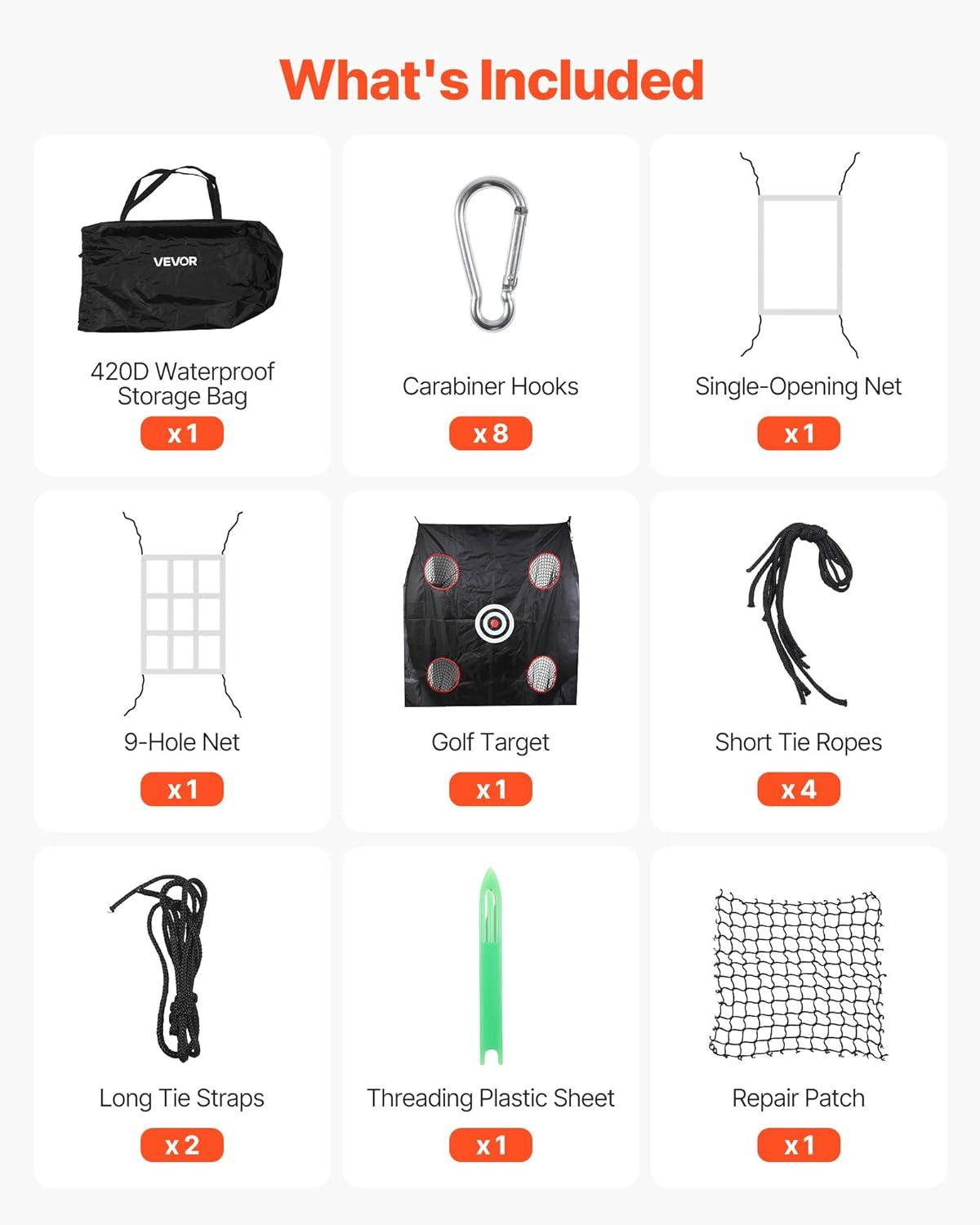 image:imageVEVOR Baseball Batting Netting 1035415575 FT NET ONLY Professional Softball Baseball Batting Hitting Training NetHeavy Duty Enclosed PE Practice Portable Pitching Cage Net with Door amp Carry Bag10 FT