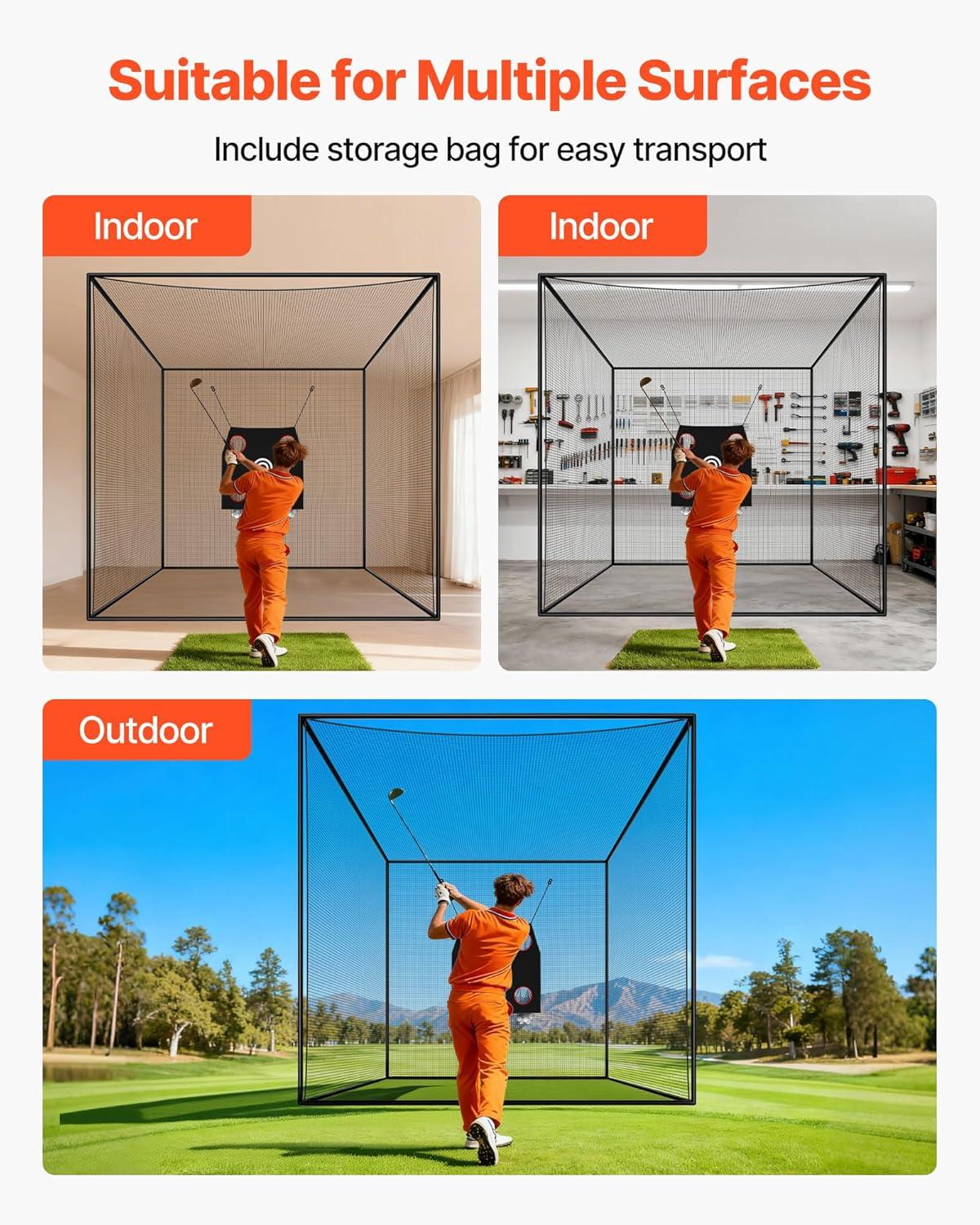 image:imageVEVOR Baseball Batting Netting 1035415575 FT NET ONLY Professional Softball Baseball Batting Hitting Training NetHeavy Duty Enclosed PE Practice Portable Pitching Cage Net with Door amp Carry Bag10 FT