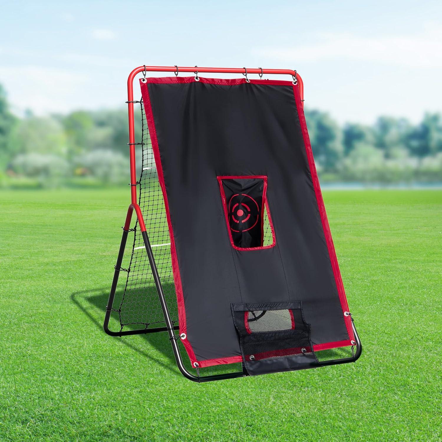 image:imageVEVOR Baseball and Softball Rebounder Net PitchBack Baseball Pitching Net Volleyball Pitch Return Trainer Rebound Net with Pitching Target All Angle Fielding Rebound Net for Grounders Pop Flies3X45FTupgraded 2IN1