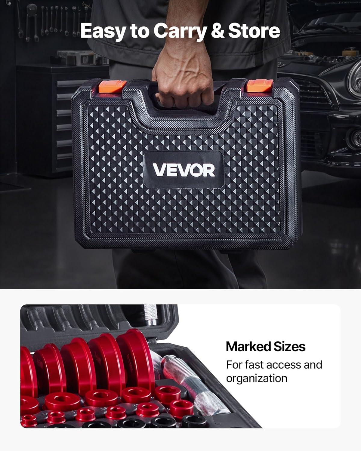 image:imageVEVOR Bearing Press Kit 43 Pcs Bearing Race and Seal Driver Set with 39 Bushings amp Handle Shafts Bushing Driver Tool Set Heavy Duty Aluminum Alloy Removal Installation Tool Kit with Storage Casebearing press