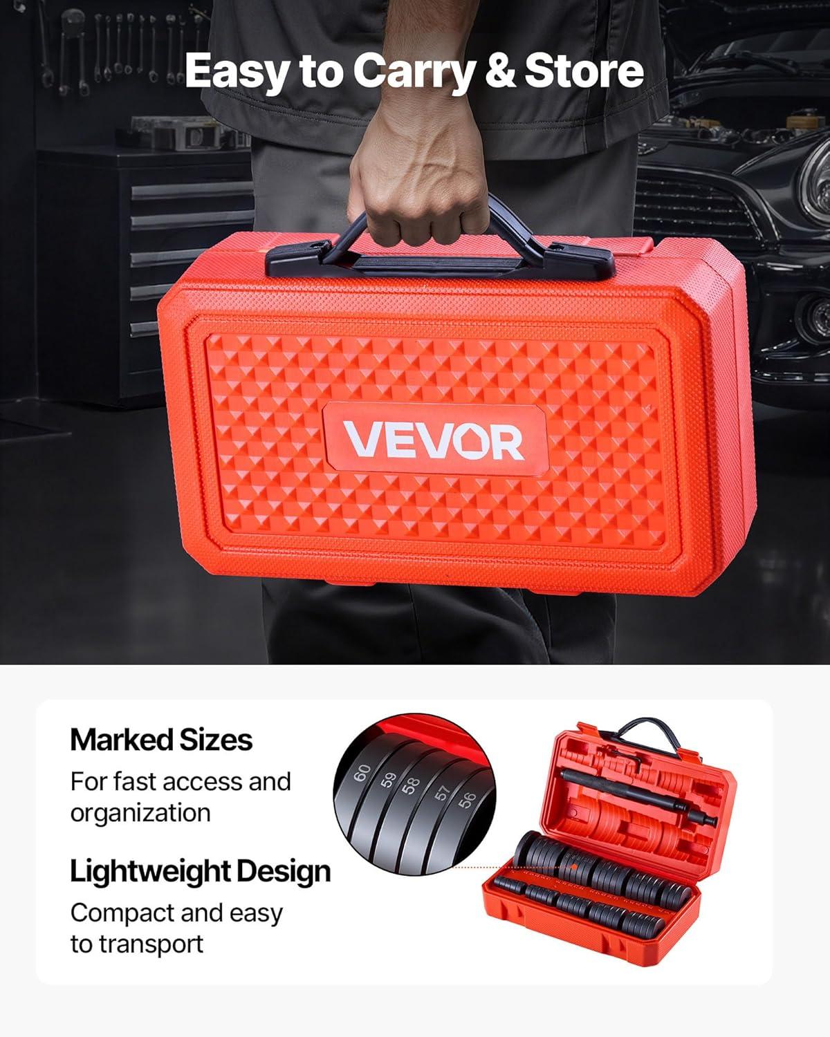 image:imageVEVOR Bearing Press Kit 52 Pcs Bearing Race and Seal Driver Set with 49 Bushings and Handle Shaft Bushing Driver Tool Set Heavy Duty Carbon Steel Removal Installation Tool Kit52pcs