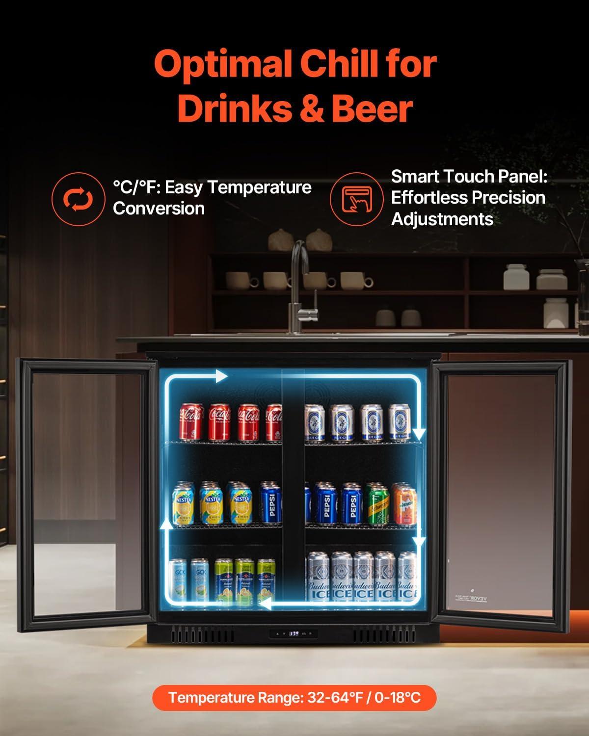 image:imageVEVOR Beverage Refrigerator Cooler 154 Can Beverage Fridge Mini Fridge with Glass Door Adjustable Shelves Digital Temperature Control Builtin amp Freestanding Soda Beer Fridge for Home Office Bar246 Can