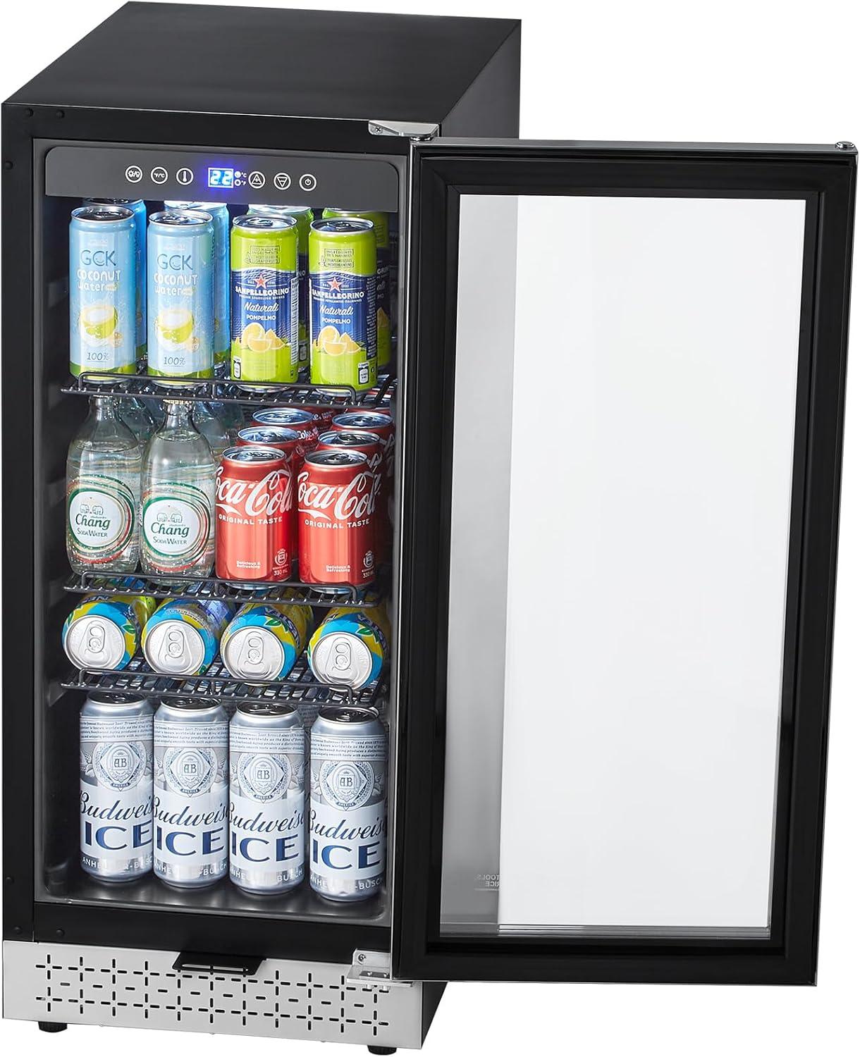 image:imageVEVOR Beverage Refrigerator Cooler 154 Can Beverage Fridge Mini Fridge with Glass Door Adjustable Shelves Digital Temperature Control Builtin amp Freestanding Soda Beer Fridge for Home Office Bar88 Cans