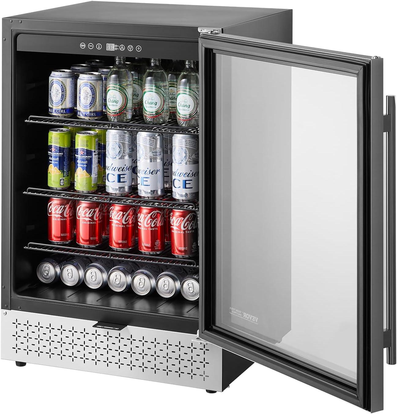 image:imageVEVOR Beverage Refrigerator Cooler 154 Can Beverage Fridge Mini Fridge with Glass Door Adjustable Shelves Digital Temperature Control Builtin amp Freestanding Soda Beer Fridge for Home Office Bar154 Can