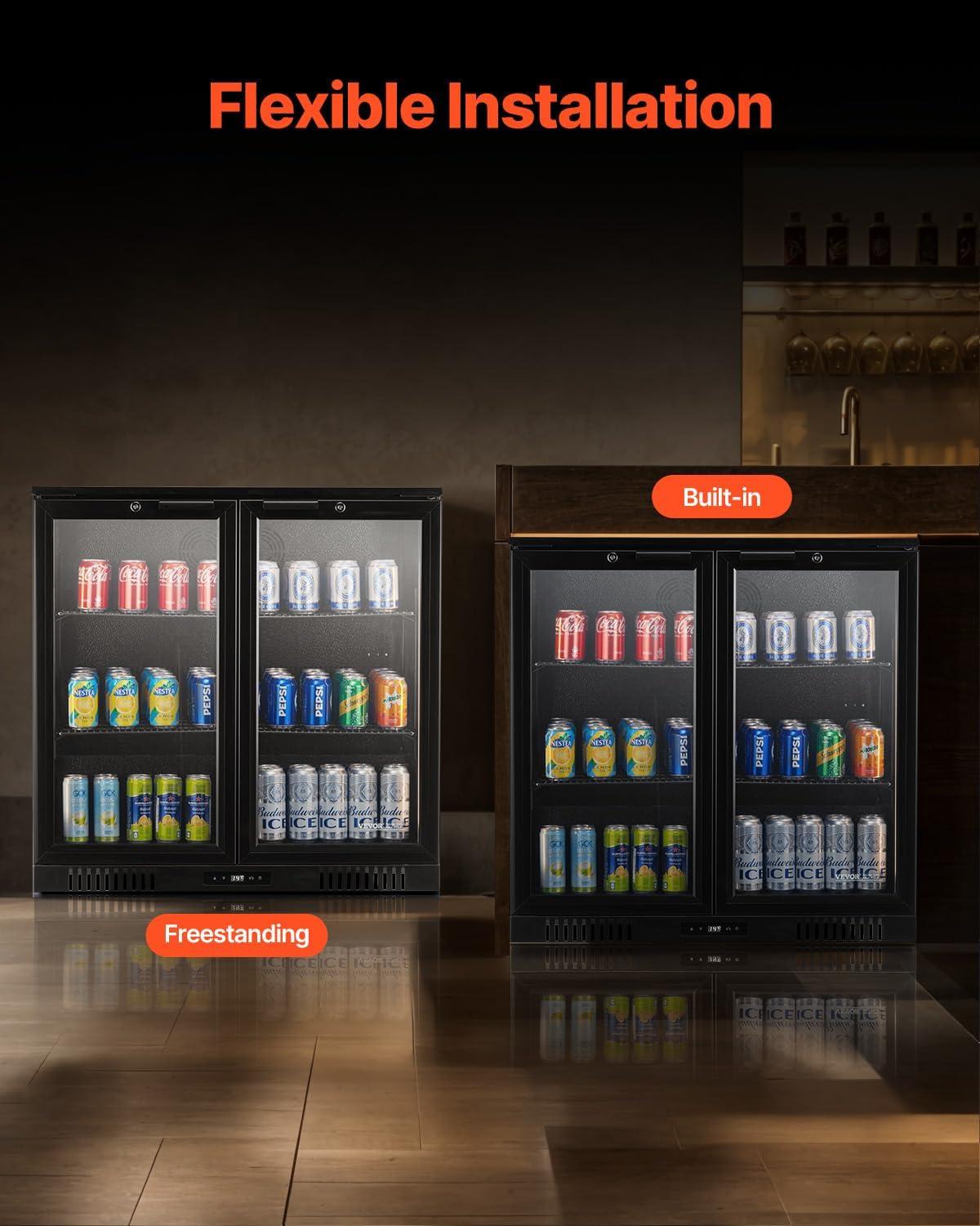 image:imageVEVOR Beverage Refrigerator Cooler 154 Can Beverage Fridge Mini Fridge with Glass Door Adjustable Shelves Digital Temperature Control Builtin amp Freestanding Soda Beer Fridge for Home Office Bar246 Can