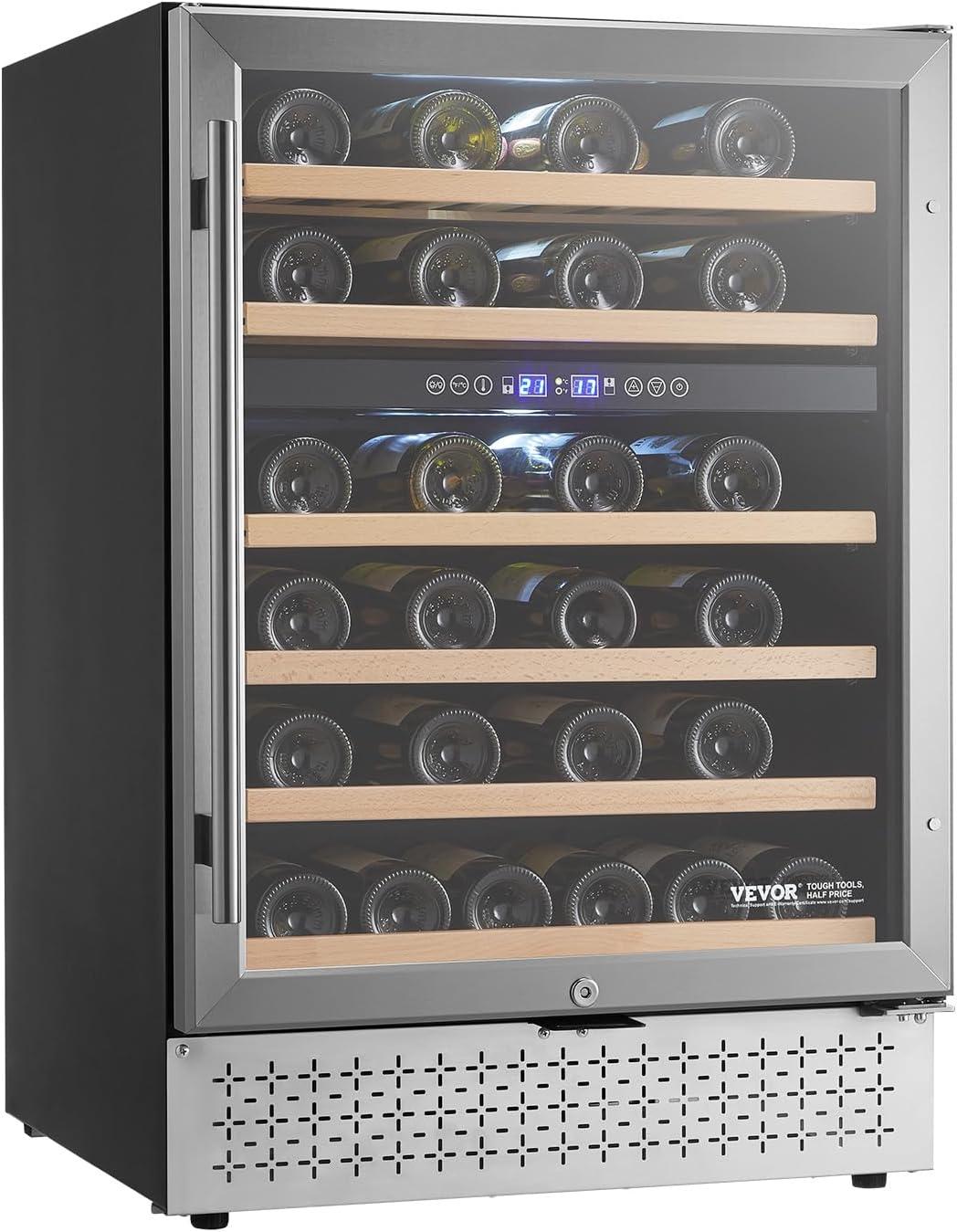 image:imageVEVOR Beverage Refrigerator Cooler 154 Can Beverage Fridge Mini Fridge with Glass Door Adjustable Shelves Digital Temperature Control Builtin amp Freestanding Soda Beer Fridge for Home Office Bar46 Bottle