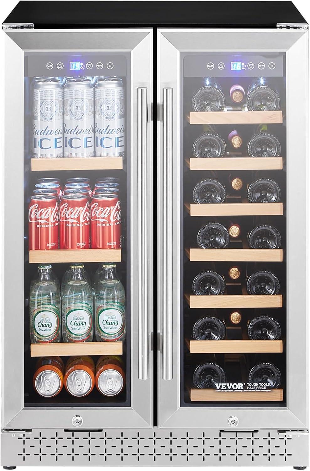 image:imageVEVOR Beverage Refrigerator Cooler 154 Can Beverage Fridge Mini Fridge with Glass Door Adjustable Shelves Digital Temperature Control Builtin amp Freestanding Soda Beer Fridge for Home Office Bar64 Cans20 Bottles