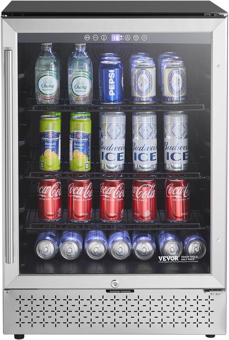 image:imageVEVOR Beverage Refrigerator Cooler 154 Can Beverage Fridge Mini Fridge with Glass Door Adjustable Shelves Digital Temperature Control Builtin amp Freestanding Soda Beer Fridge for Home Office Bar154 Can