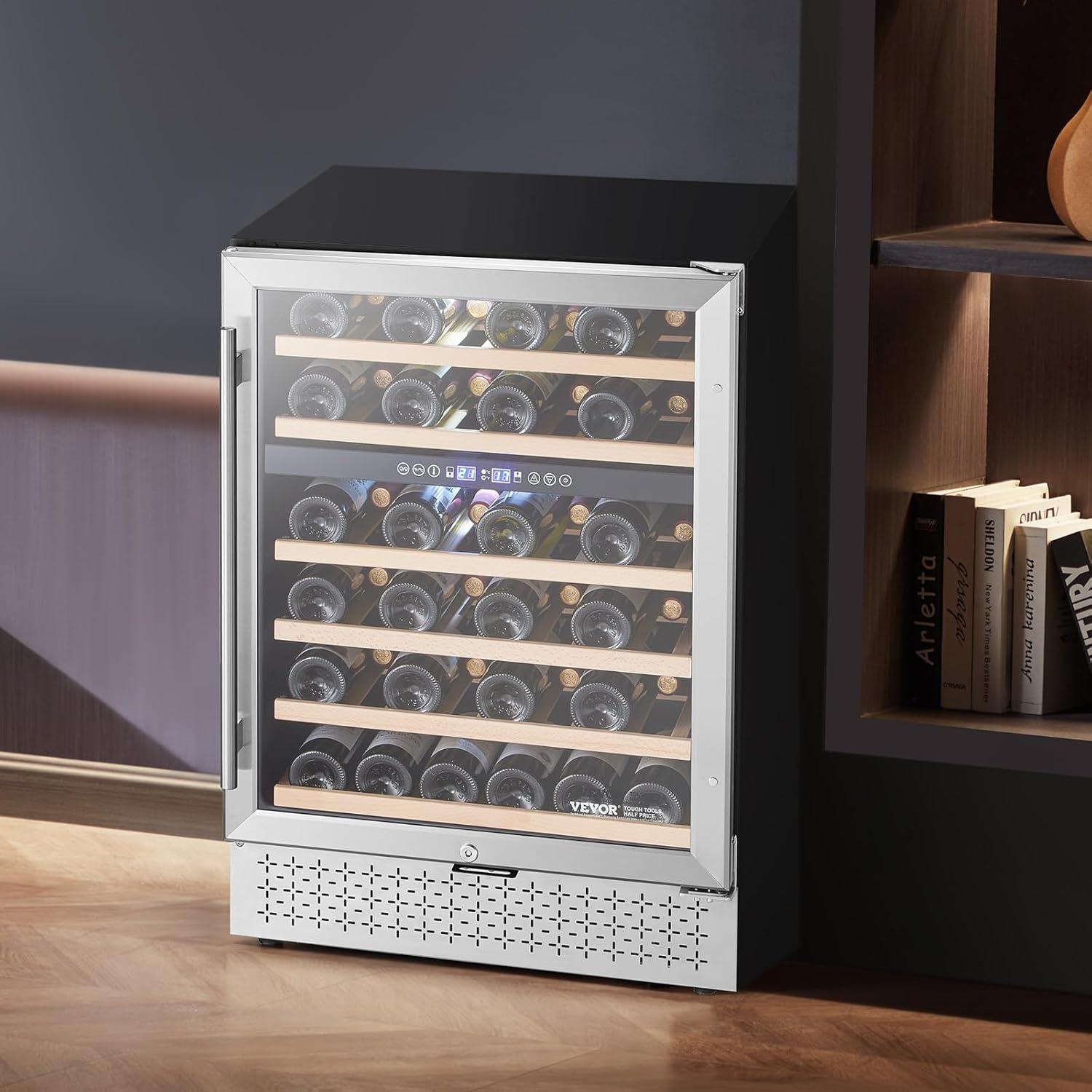 image:imageVEVOR Beverage Refrigerator Cooler 154 Can Beverage Fridge Mini Fridge with Glass Door Adjustable Shelves Digital Temperature Control Builtin amp Freestanding Soda Beer Fridge for Home Office Bar46 Bottle
