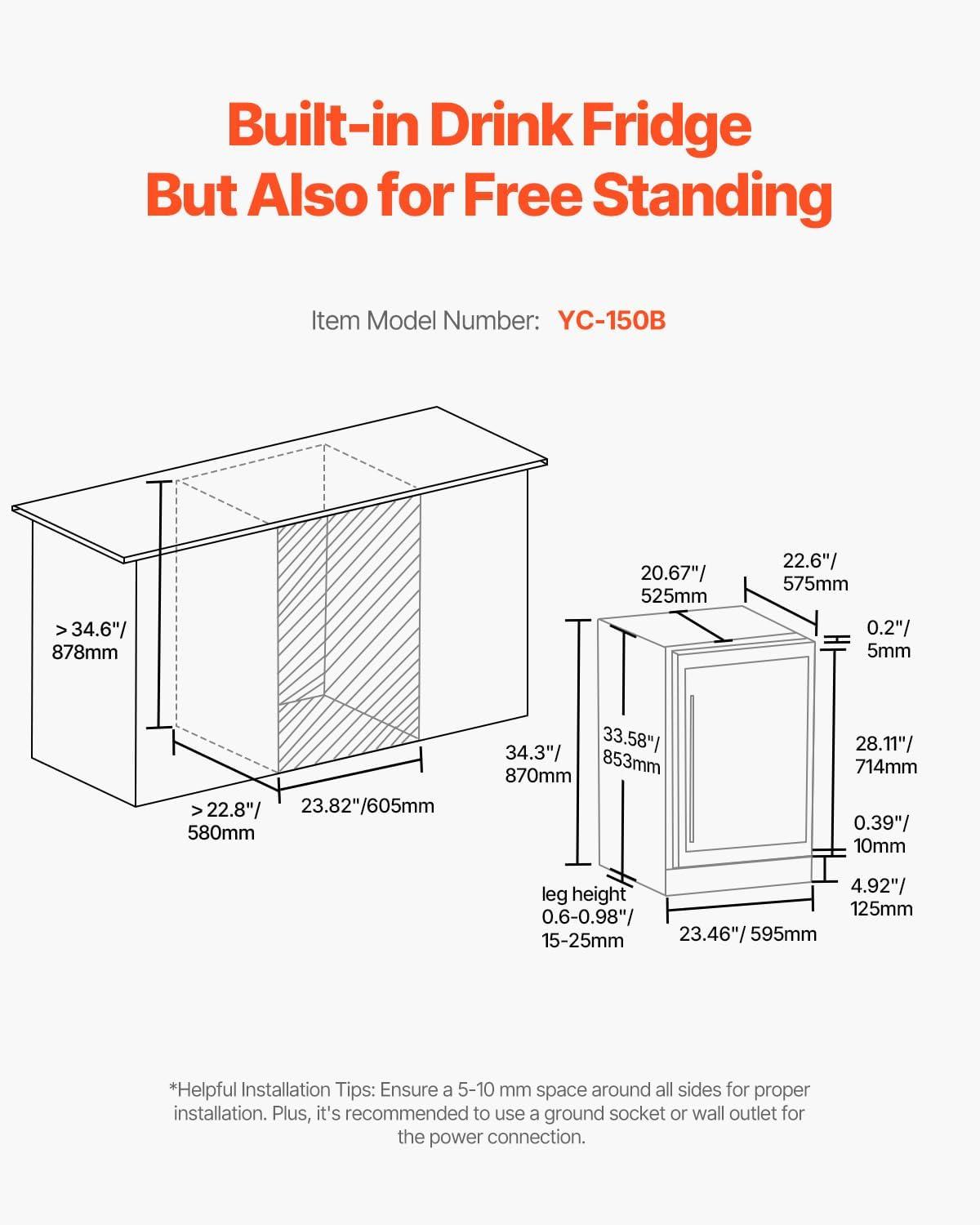 image:imageVEVOR Beverage Refrigerator Cooler 154 Can Beverage Fridge Mini Fridge with Glass Door Adjustable Shelves Digital Temperature Control Builtin amp Freestanding Soda Beer Fridge for Home Office Bar46 Bottle
