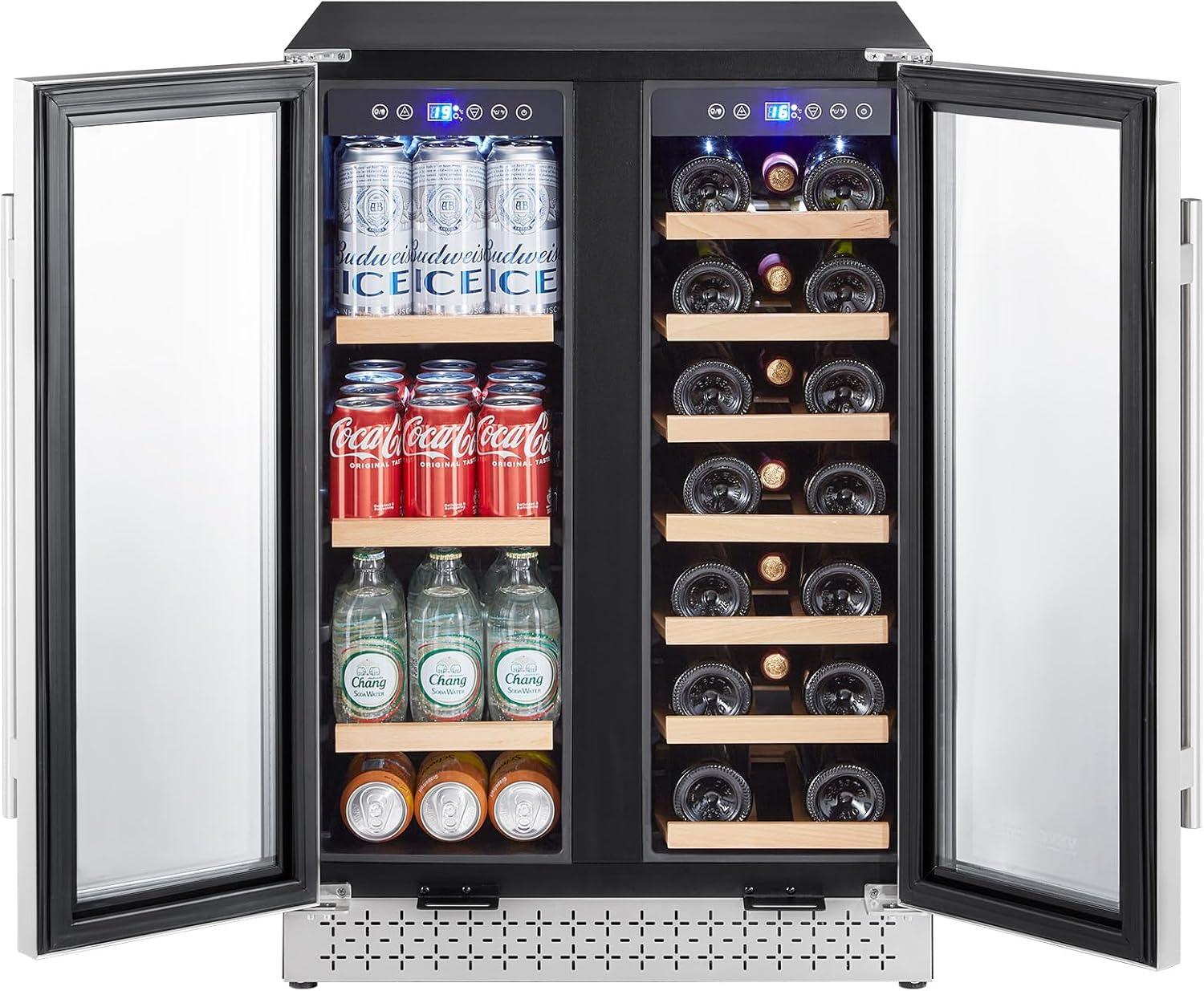 image:imageVEVOR Beverage Refrigerator Cooler 154 Can Beverage Fridge Mini Fridge with Glass Door Adjustable Shelves Digital Temperature Control Builtin amp Freestanding Soda Beer Fridge for Home Office Bar64 Cans20 Bottles