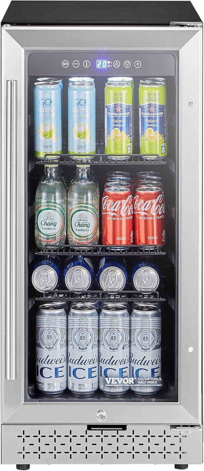 image:imageVEVOR Beverage Refrigerator Cooler 154 Can Beverage Fridge Mini Fridge with Glass Door Adjustable Shelves Digital Temperature Control Builtin amp Freestanding Soda Beer Fridge for Home Office Bar88 Cans