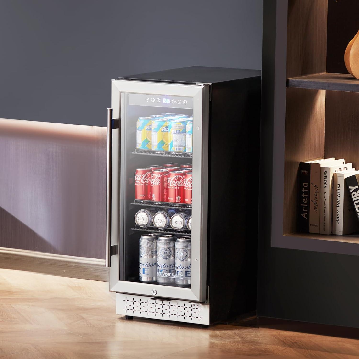 image:imageVEVOR Beverage Refrigerator Cooler 154 Can Beverage Fridge Mini Fridge with Glass Door Adjustable Shelves Digital Temperature Control Builtin amp Freestanding Soda Beer Fridge for Home Office Bar88 Cans