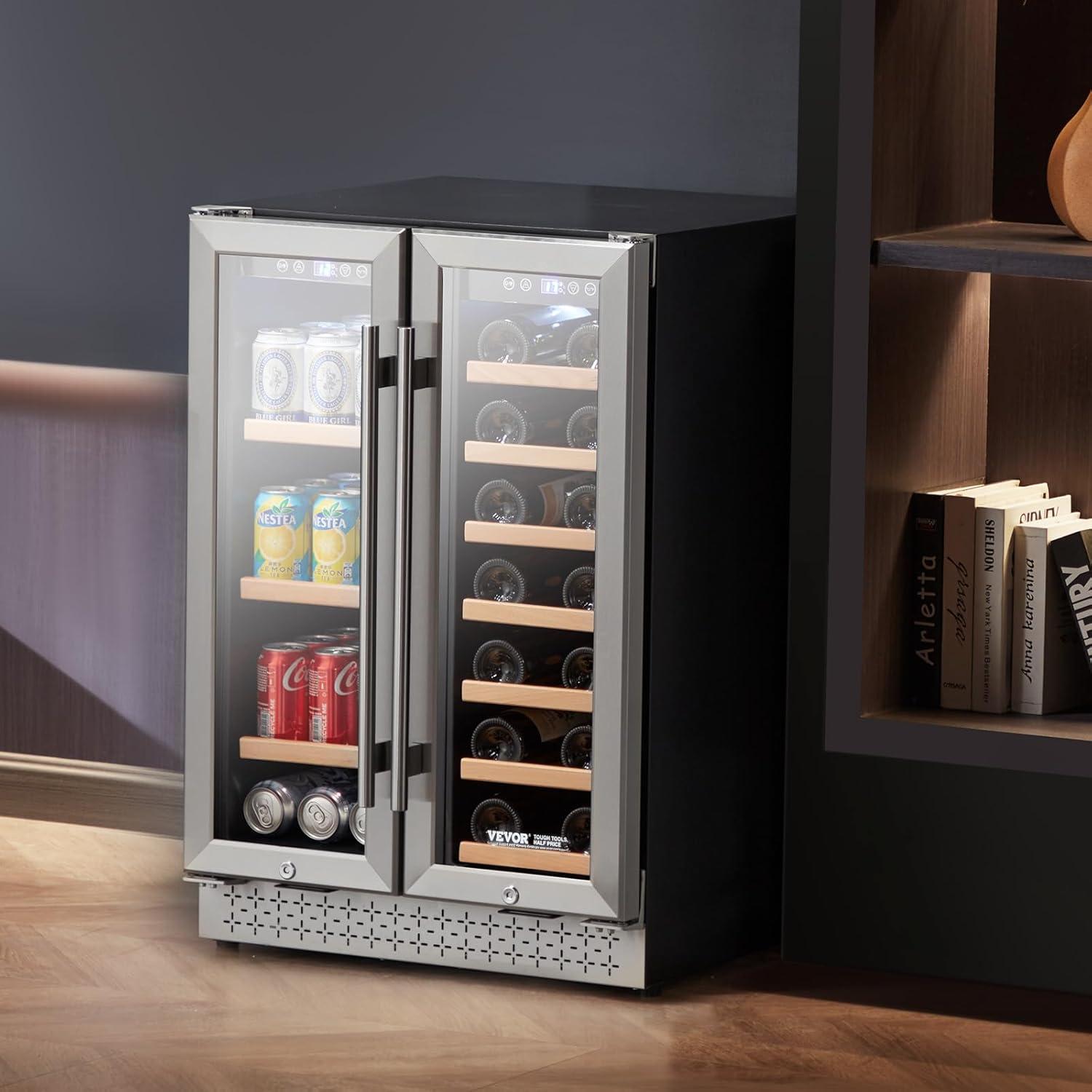 image:imageVEVOR Beverage Refrigerator Cooler 154 Can Beverage Fridge Mini Fridge with Glass Door Adjustable Shelves Digital Temperature Control Builtin amp Freestanding Soda Beer Fridge for Home Office Bar64 Cans20 Bottles