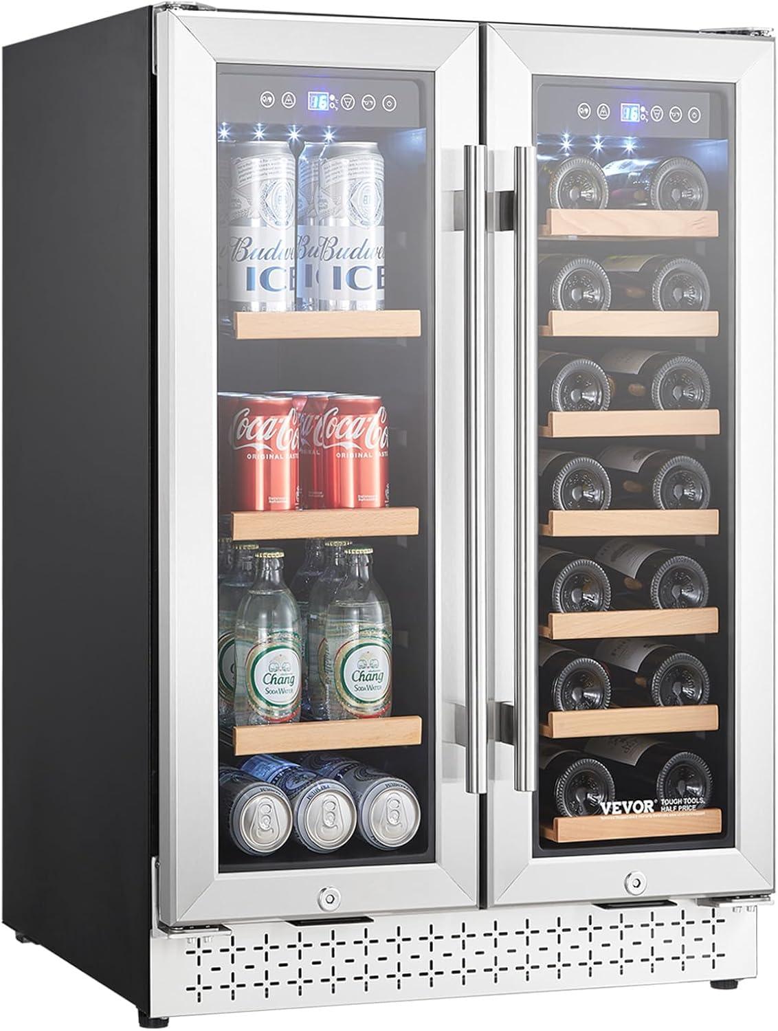 image:imageVEVOR Beverage Refrigerator Cooler 154 Can Beverage Fridge Mini Fridge with Glass Door Adjustable Shelves Digital Temperature Control Builtin amp Freestanding Soda Beer Fridge for Home Office Bar64 Cans20 Bottles