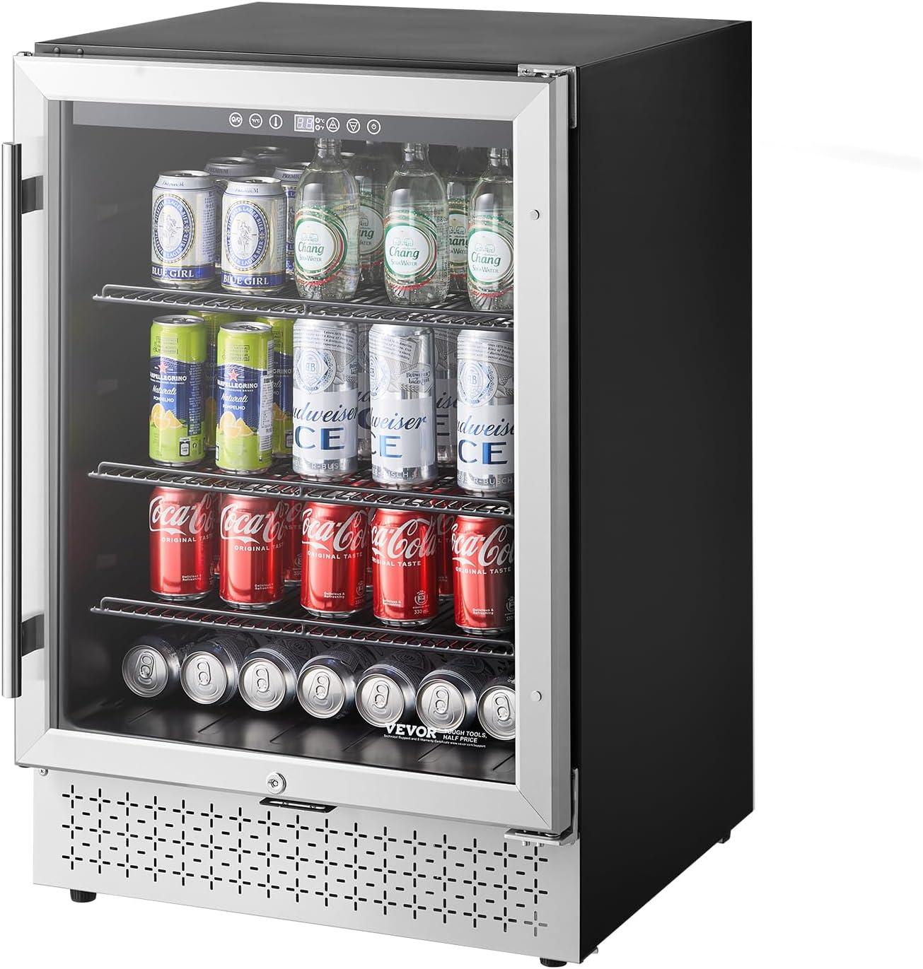 image:imageVEVOR Beverage Refrigerator Cooler 154 Can Beverage Fridge Mini Fridge with Glass Door Adjustable Shelves Digital Temperature Control Builtin amp Freestanding Soda Beer Fridge for Home Office Bar154 Can