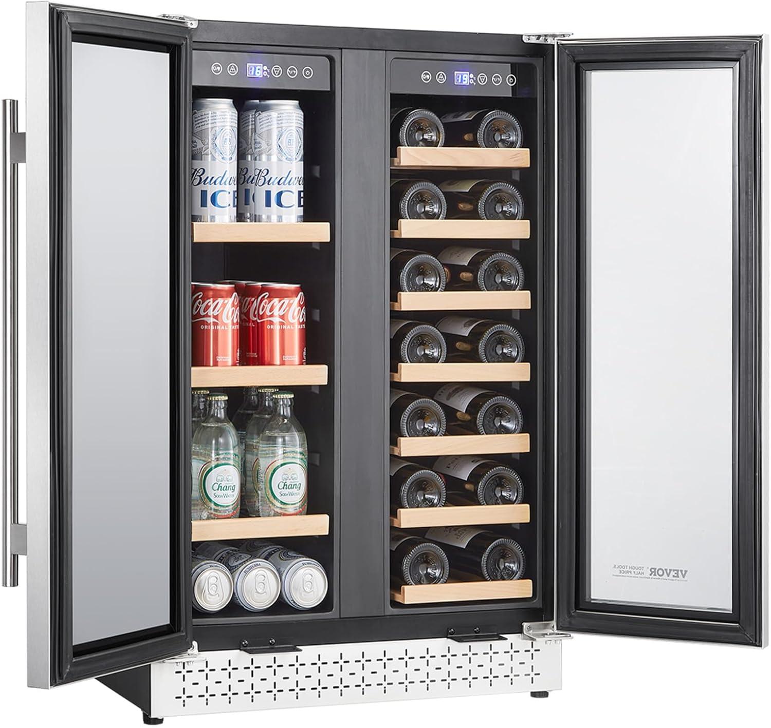 image:imageVEVOR Beverage Refrigerator Cooler 154 Can Beverage Fridge Mini Fridge with Glass Door Adjustable Shelves Digital Temperature Control Builtin amp Freestanding Soda Beer Fridge for Home Office Bar64 Cans20 Bottles