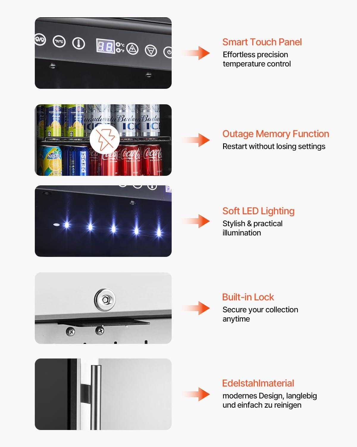 image:imageVEVOR Beverage Refrigerator Cooler 154 Can Beverage Fridge Mini Fridge with Glass Door Adjustable Shelves Digital Temperature Control Builtin amp Freestanding Soda Beer Fridge for Home Office Bar154 Can
