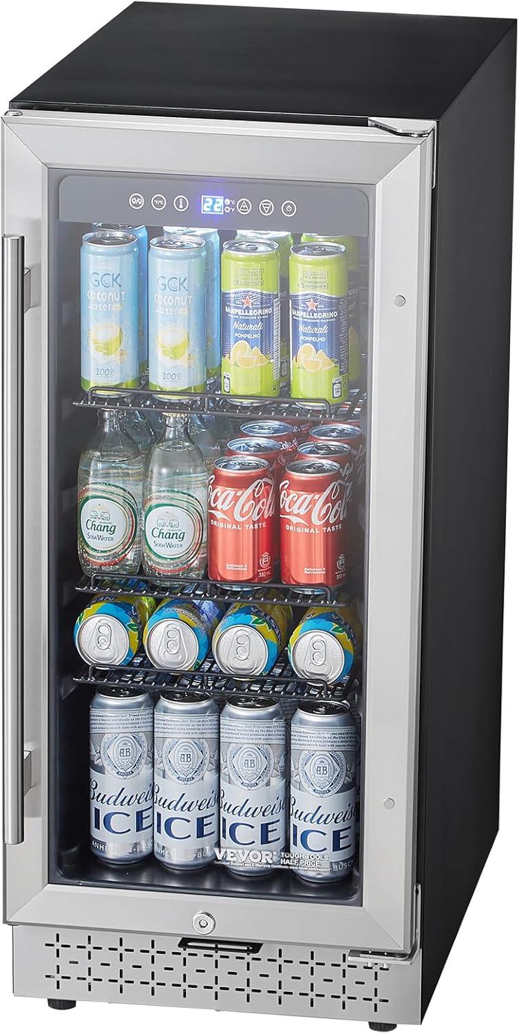 image:imageVEVOR Beverage Refrigerator Cooler 154 Can Beverage Fridge Mini Fridge with Glass Door Adjustable Shelves Digital Temperature Control Builtin amp Freestanding Soda Beer Fridge for Home Office Bar88 Cans