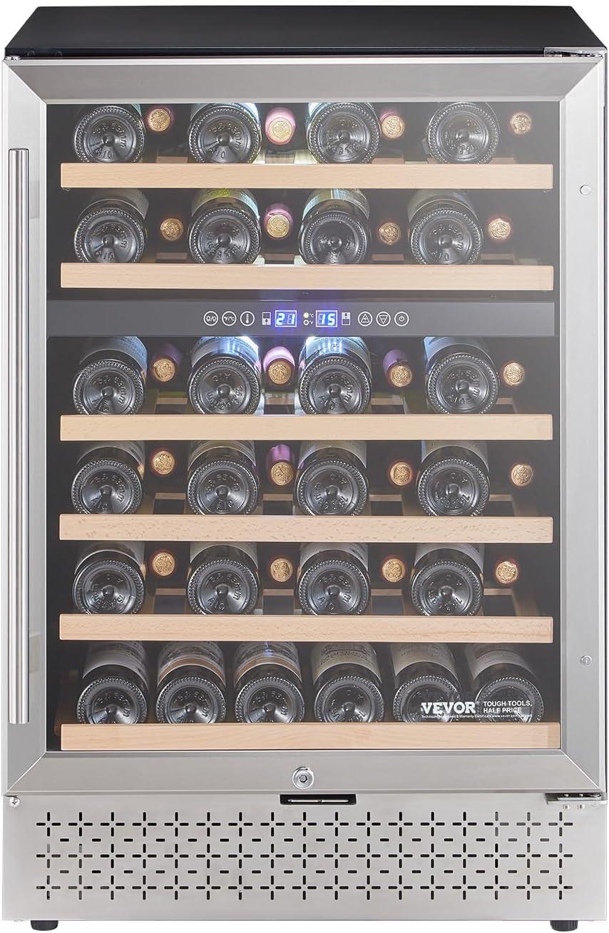 image:imageVEVOR Beverage Refrigerator Cooler 154 Can Beverage Fridge Mini Fridge with Glass Door Adjustable Shelves Digital Temperature Control Builtin amp Freestanding Soda Beer Fridge for Home Office Bar46 Bottle