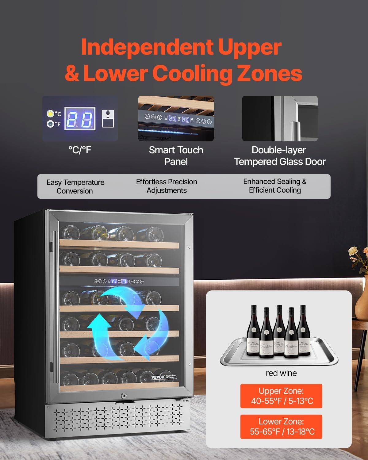 image:imageVEVOR Beverage Refrigerator Cooler 154 Can Beverage Fridge Mini Fridge with Glass Door Adjustable Shelves Digital Temperature Control Builtin amp Freestanding Soda Beer Fridge for Home Office Bar46 Bottle