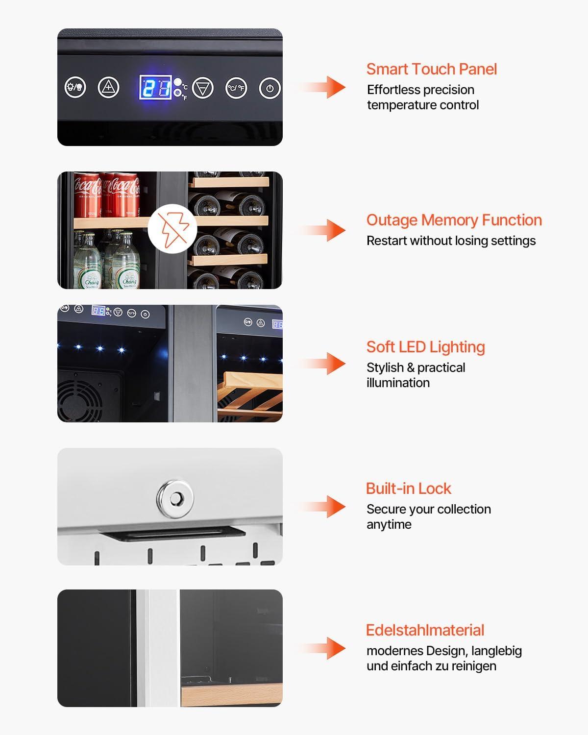 image:imageVEVOR Beverage Refrigerator Cooler 154 Can Beverage Fridge Mini Fridge with Glass Door Adjustable Shelves Digital Temperature Control Builtin amp Freestanding Soda Beer Fridge for Home Office Bar64 Cans20 Bottles