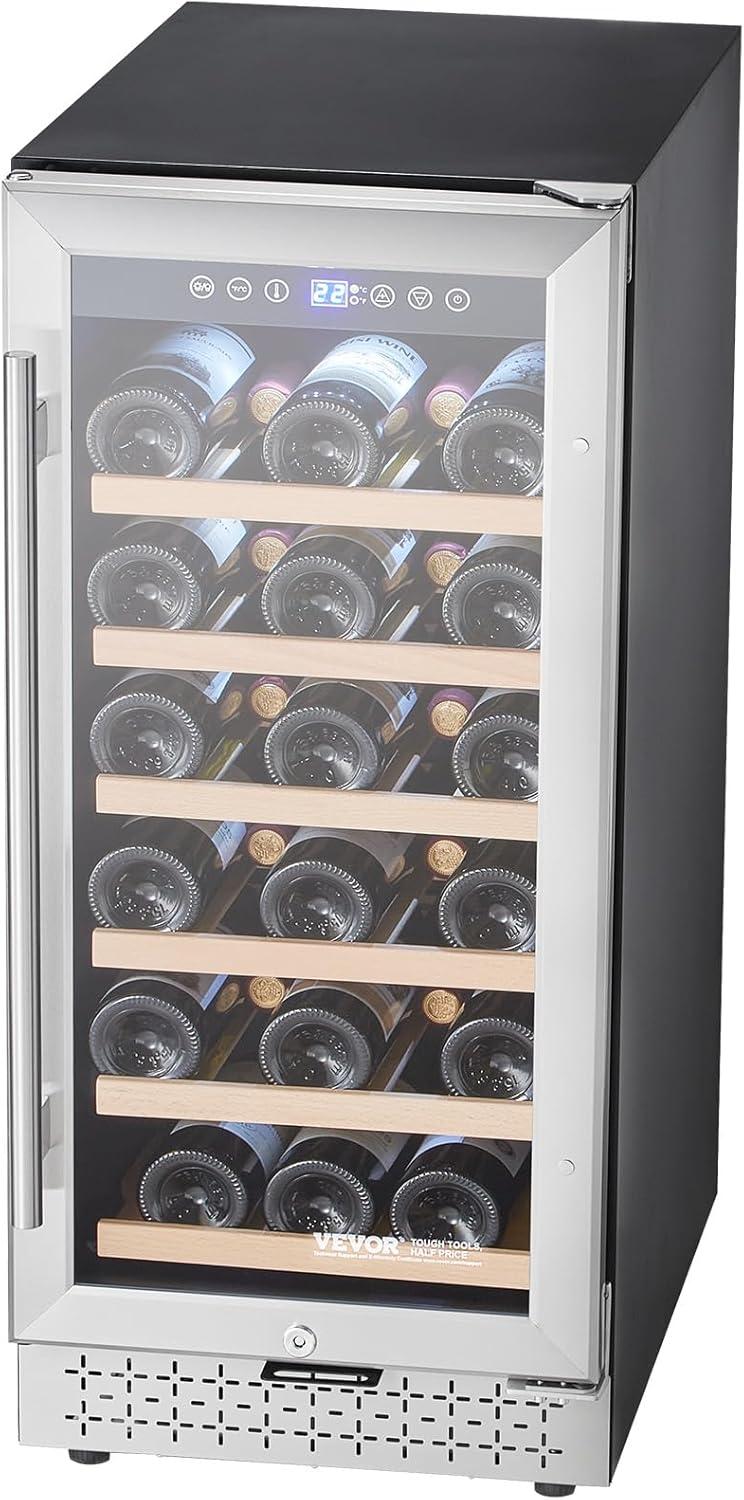image:imageVEVOR Beverage Refrigerator Cooler 154 Can Beverage Fridge Mini Fridge with Glass Door Adjustable Shelves Digital Temperature Control Builtin amp Freestanding Soda Beer Fridge for Home Office Bar32 Bottle