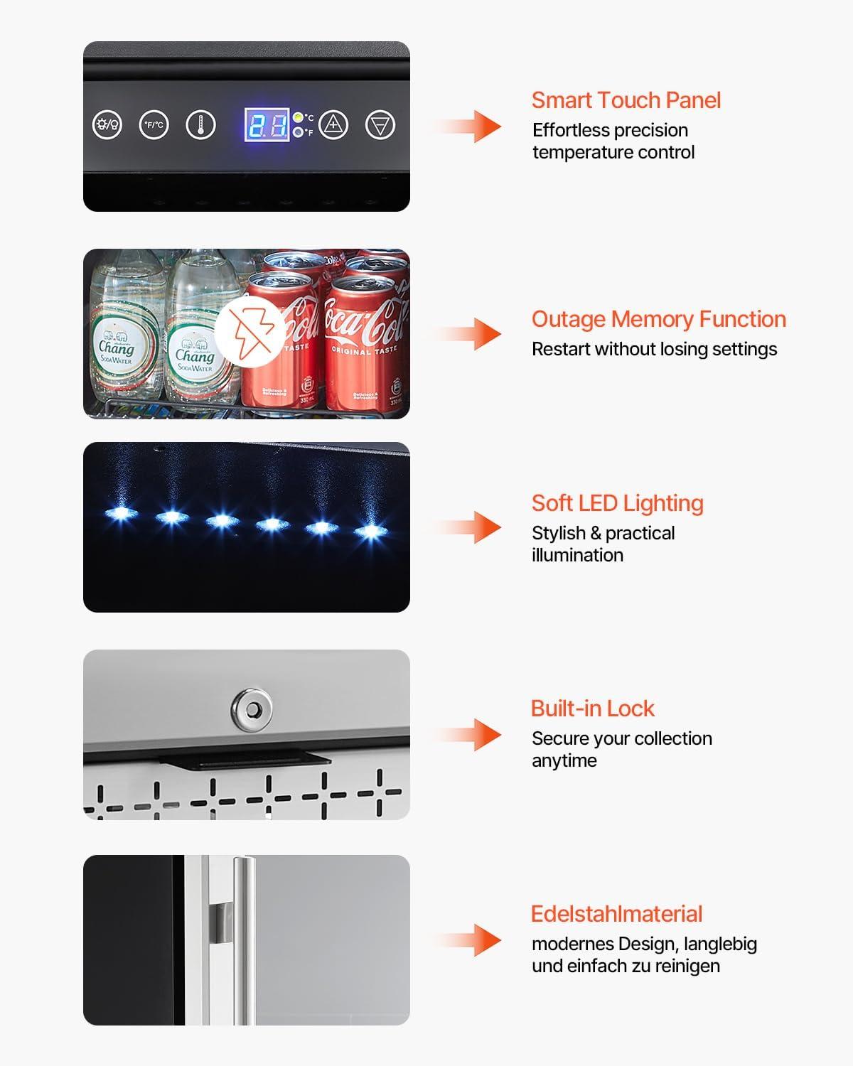 image:imageVEVOR Beverage Refrigerator Cooler 154 Can Beverage Fridge Mini Fridge with Glass Door Adjustable Shelves Digital Temperature Control Builtin amp Freestanding Soda Beer Fridge for Home Office Bar88 Cans