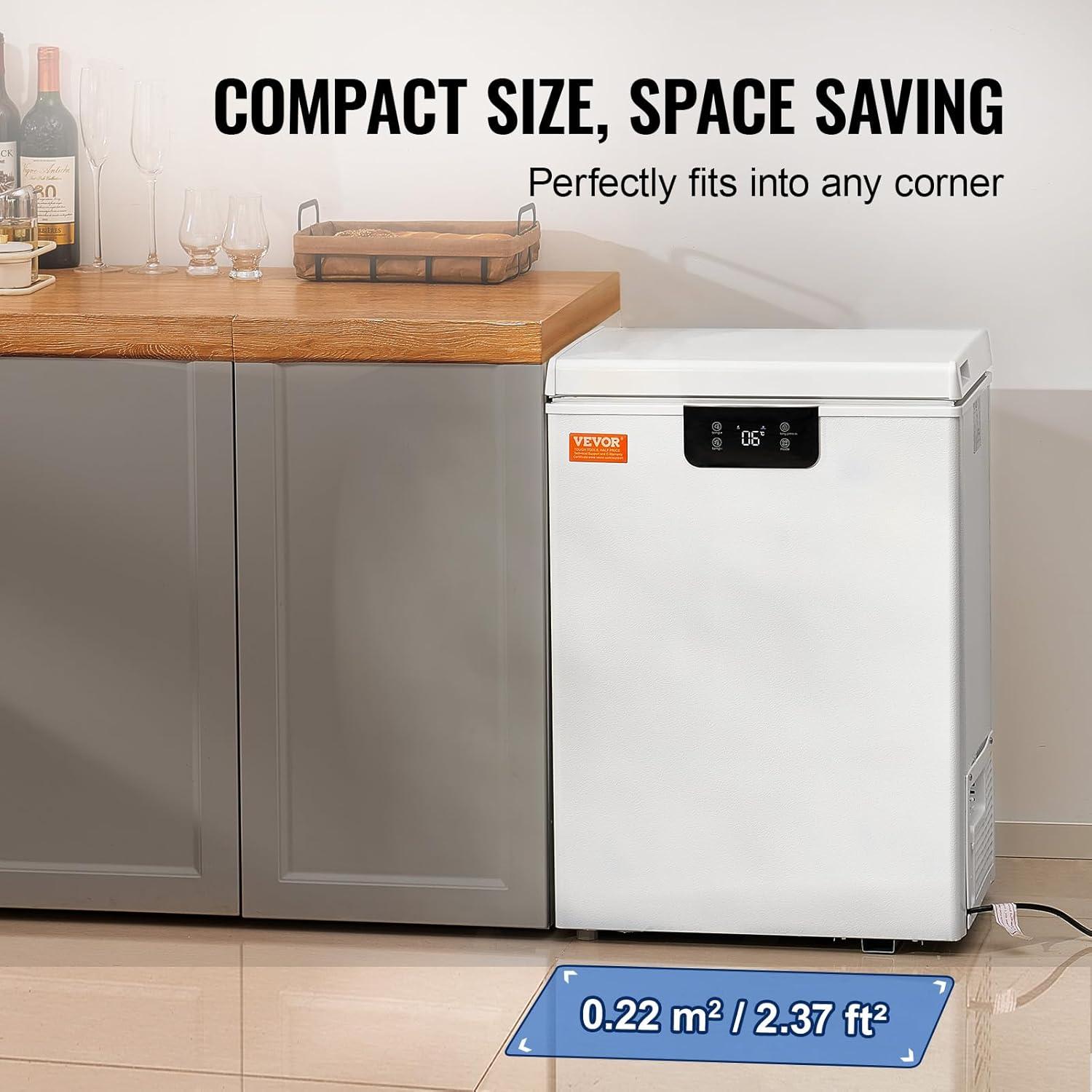 image:imageVEVOR Chest Freezer 128 Cuft 345 L Large Deep Freezer amp 4 Removable Baskets Freestanding Top Open Door Commercial Chest Freezers with Locking Lid 7Level Adjustable Temp LED Lighting 6 Wheels35 Cuft