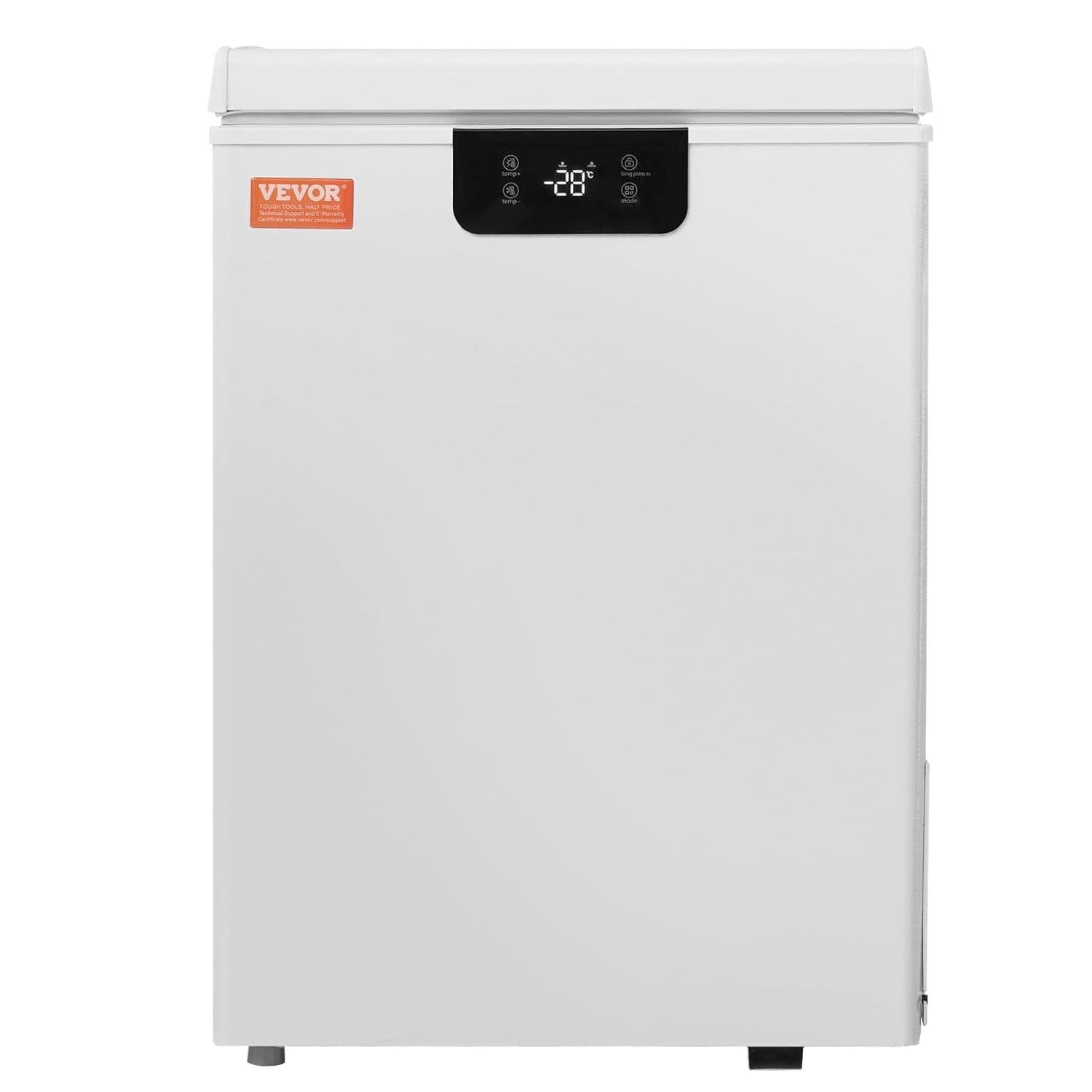 image:imageVEVOR Chest Freezer 128 Cuft 345 L Large Deep Freezer amp 4 Removable Baskets Freestanding Top Open Door Commercial Chest Freezers with Locking Lid 7Level Adjustable Temp LED Lighting 6 Wheels35 Cuft