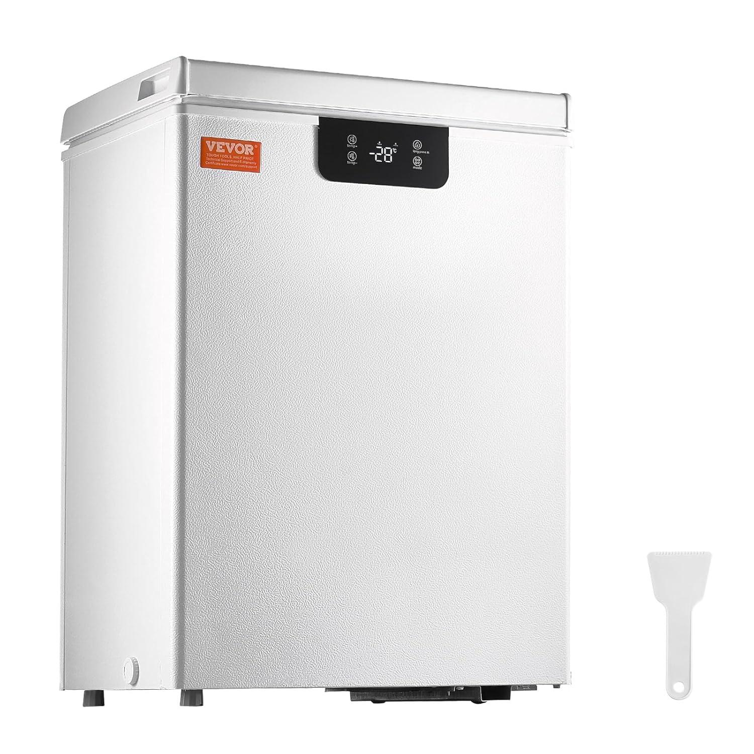 image:imageVEVOR Chest Freezer 128 Cuft 345 L Large Deep Freezer amp 4 Removable Baskets Freestanding Top Open Door Commercial Chest Freezers with Locking Lid 7Level Adjustable Temp LED Lighting 6 Wheels35 Cuft