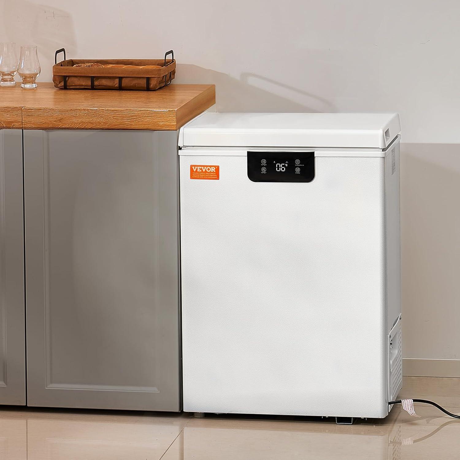 image:imageVEVOR Chest Freezer 128 Cuft 345 L Large Deep Freezer amp 4 Removable Baskets Freestanding Top Open Door Commercial Chest Freezers with Locking Lid 7Level Adjustable Temp LED Lighting 6 Wheels35 Cuft