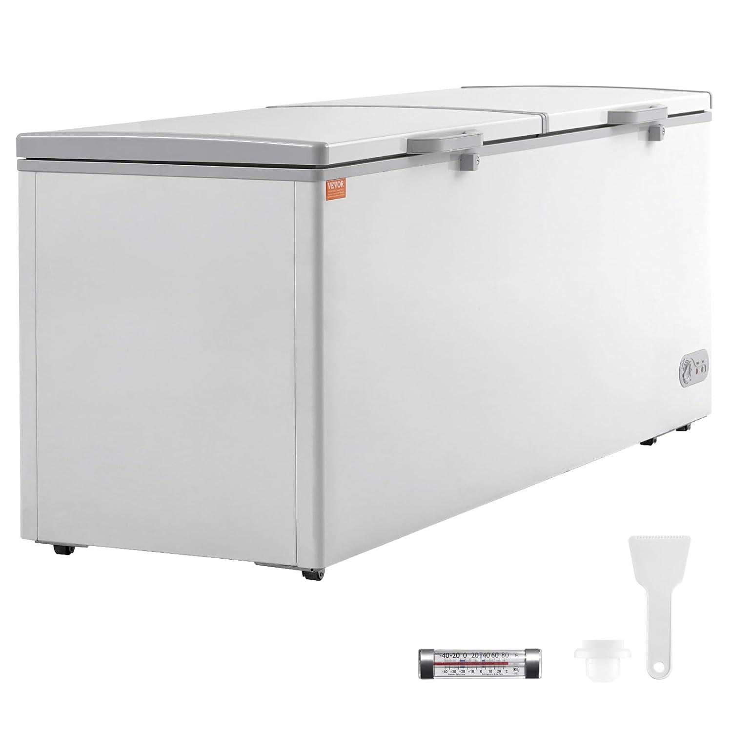 image:imageVEVOR Chest Freezer 128 Cuft 345 L Large Deep Freezer amp 4 Removable Baskets Freestanding Top Open Door Commercial Chest Freezers with Locking Lid 7Level Adjustable Temp LED Lighting 6 Wheels198 Cuft
