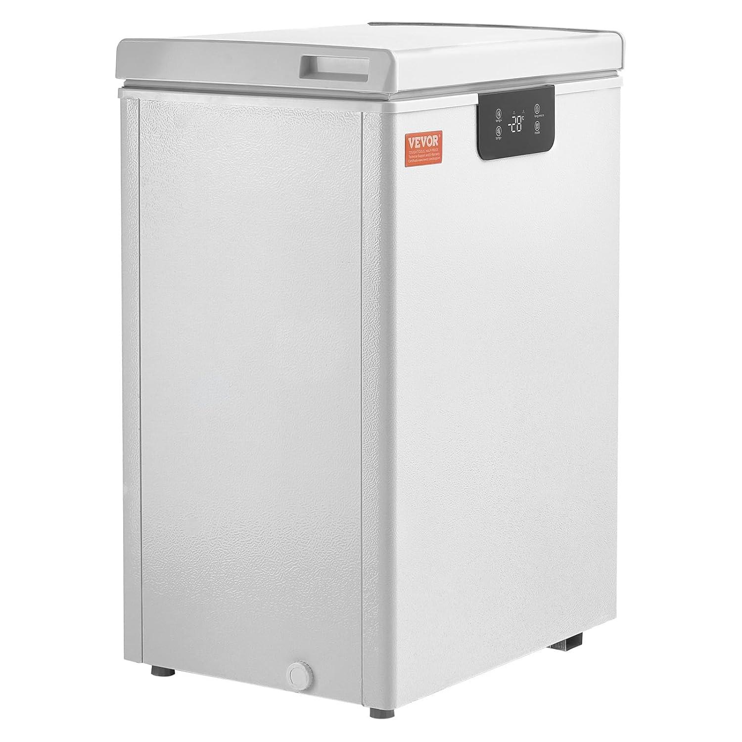 image:imageVEVOR Chest Freezer 128 Cuft 345 L Large Deep Freezer amp 4 Removable Baskets Freestanding Top Open Door Commercial Chest Freezers with Locking Lid 7Level Adjustable Temp LED Lighting 6 Wheels35 Cuft