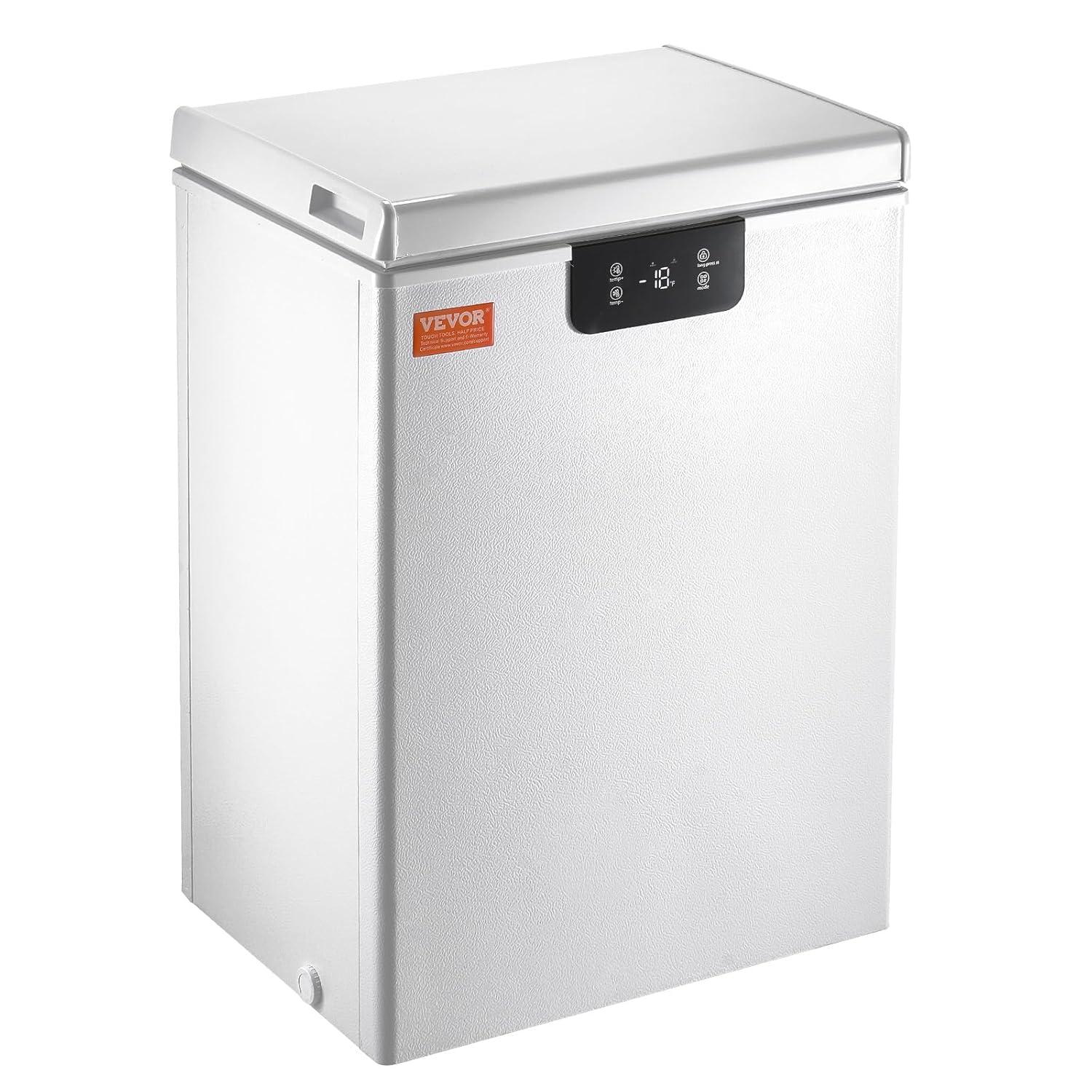 image:imageVEVOR Chest Freezer 128 Cuft 345 L Large Deep Freezer amp 4 Removable Baskets Freestanding Top Open Door Commercial Chest Freezers with Locking Lid 7Level Adjustable Temp LED Lighting 6 Wheels35 Cuft