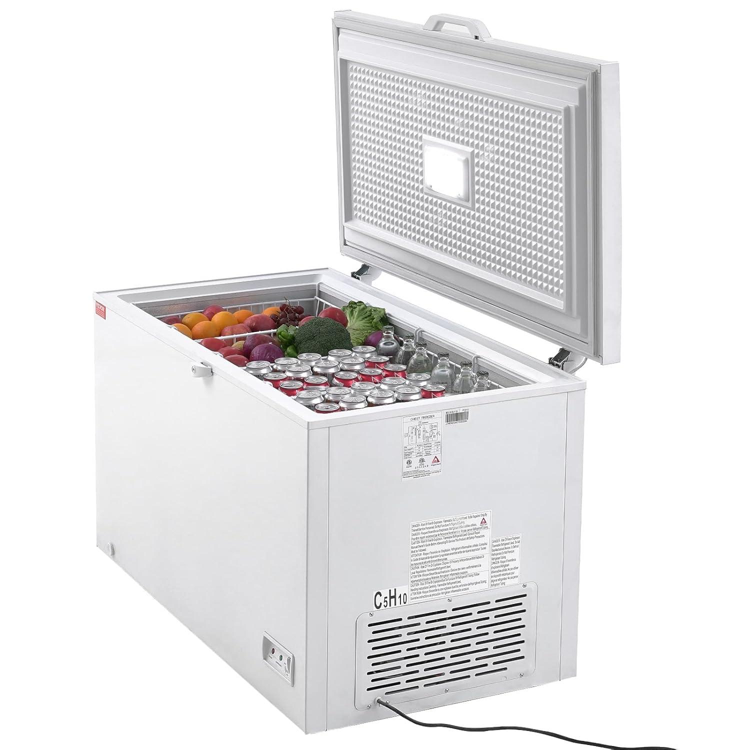 image:imageVEVOR Chest Freezer 128 Cuft 345 L Large Deep Freezer amp 4 Removable Baskets Freestanding Top Open Door Commercial Chest Freezers with Locking Lid 7Level Adjustable Temp LED Lighting 6 Wheels128 Cuft