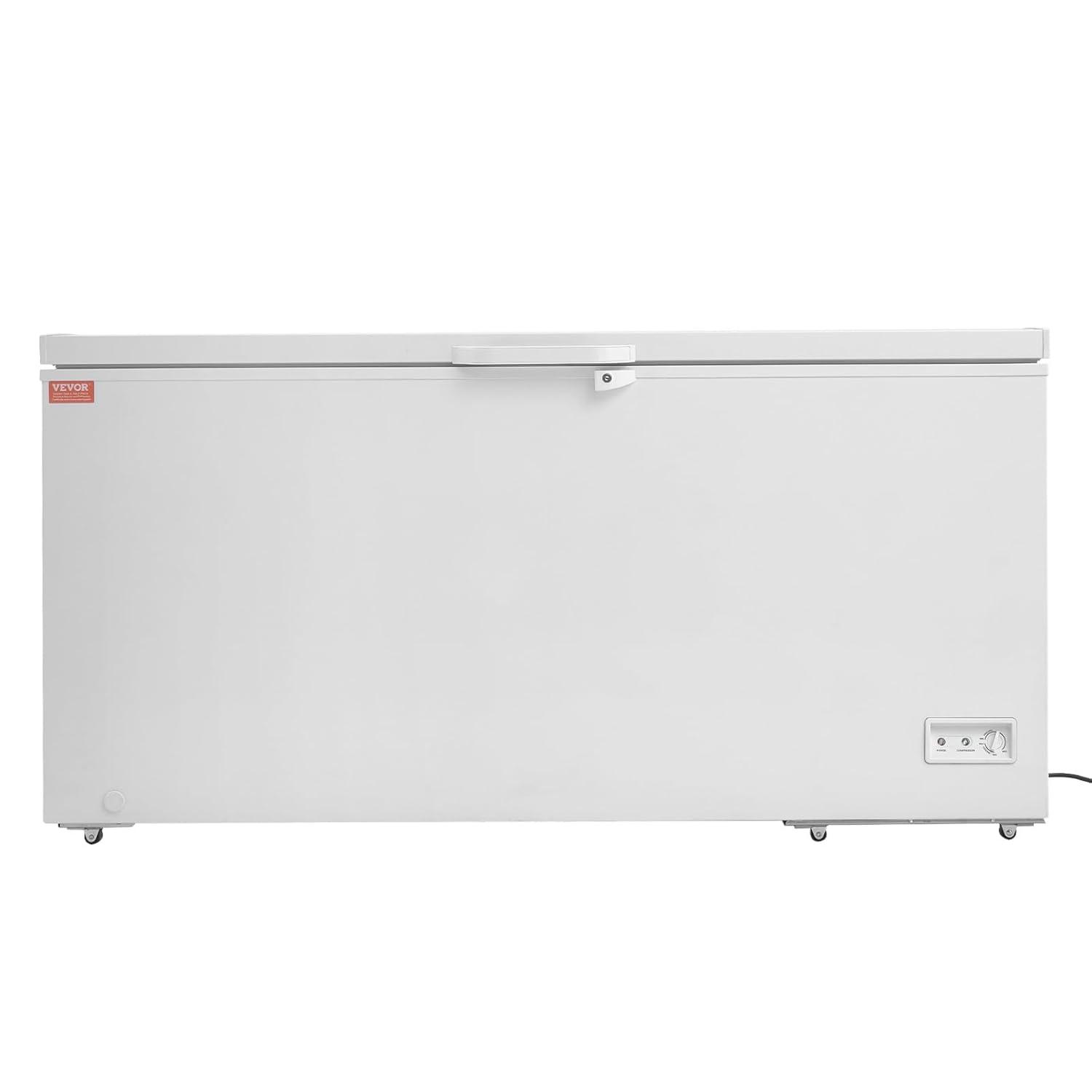 image:imageVEVOR Chest Freezer 128 Cuft 345 L Large Deep Freezer amp 4 Removable Baskets Freestanding Top Open Door Commercial Chest Freezers with Locking Lid 7Level Adjustable Temp LED Lighting 6 Wheels172 Cuft