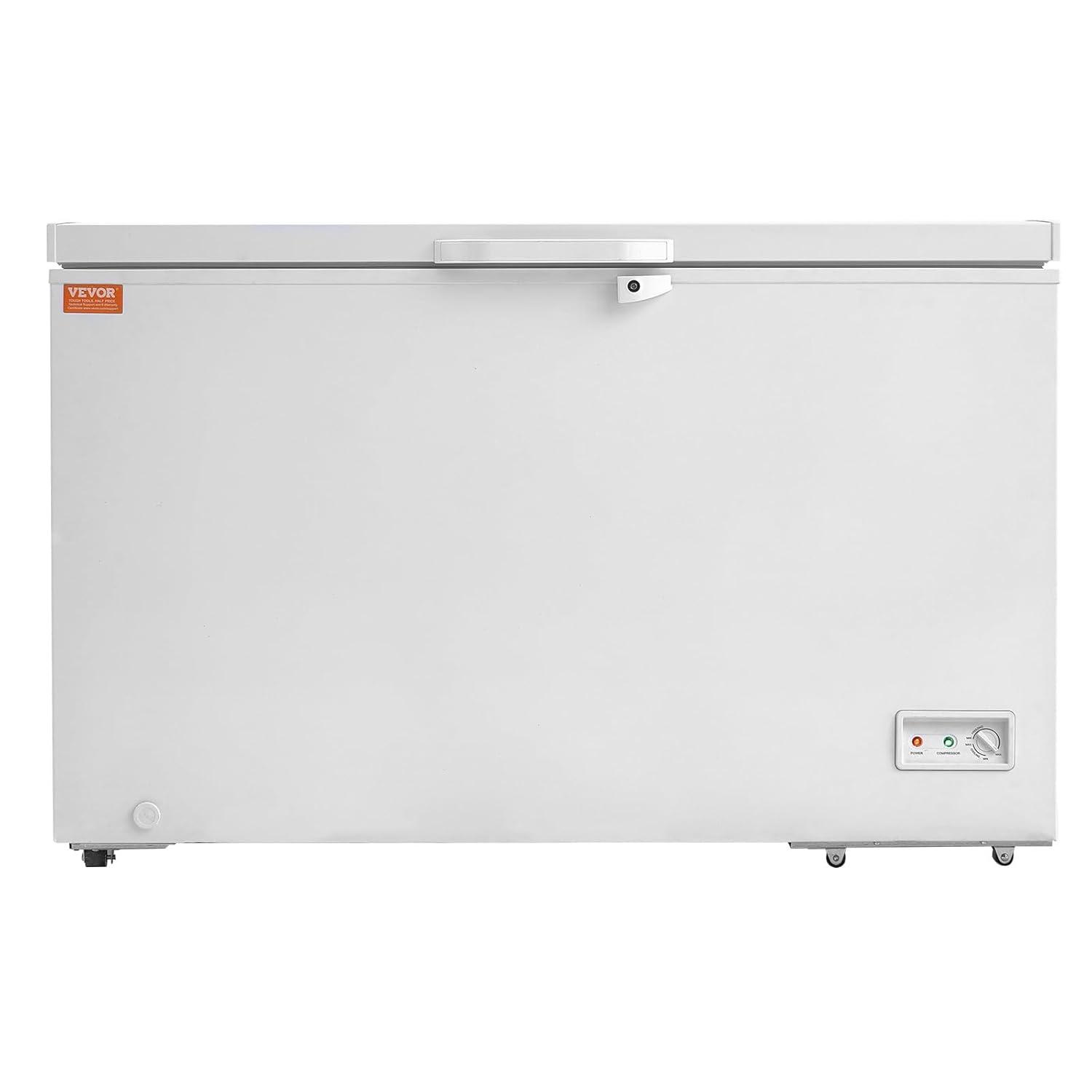 image:imageVEVOR Chest Freezer 128 Cuft 345 L Large Deep Freezer amp 4 Removable Baskets Freestanding Top Open Door Commercial Chest Freezers with Locking Lid 7Level Adjustable Temp LED Lighting 6 Wheels128 Cuft