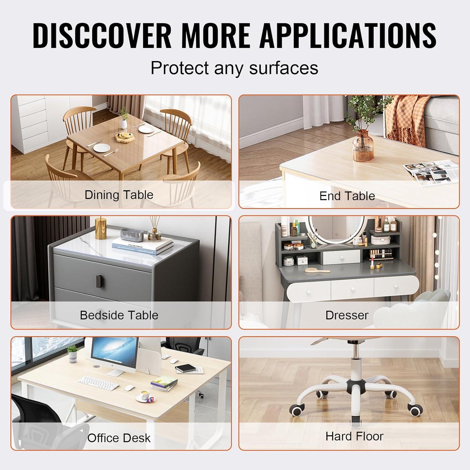 image:imageVEVOR Clear Table Cover Protector 48 inch1230 mm Round Table Cover 15 mm Thick PVC Plastic Tablecloth Waterproof Desktop Protector for Writing Desk Coffee Table Dining Room Table36 x 36 Square