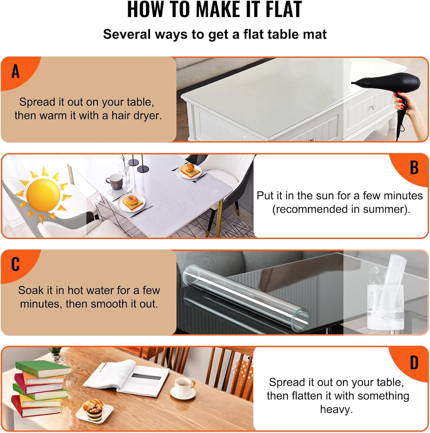 image:imageVEVOR Clear Table Cover Protector 48 inch1230 mm Round Table Cover 15 mm Thick PVC Plastic Tablecloth Waterproof Desktop Protector for Writing Desk Coffee Table Dining Room Table100 x 45 Rectangular