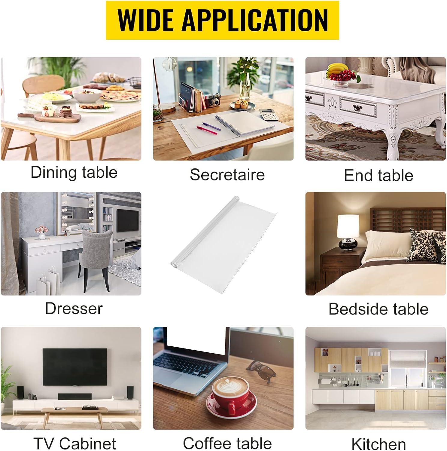 image:imageVEVOR Clear Table Cover Protector 48 inch1230 mm Round Table Cover 15 mm Thick PVC Plastic Tablecloth Waterproof Desktop Protector for Writing Desk Coffee Table Dining Room Table84 x 42 Rectangular