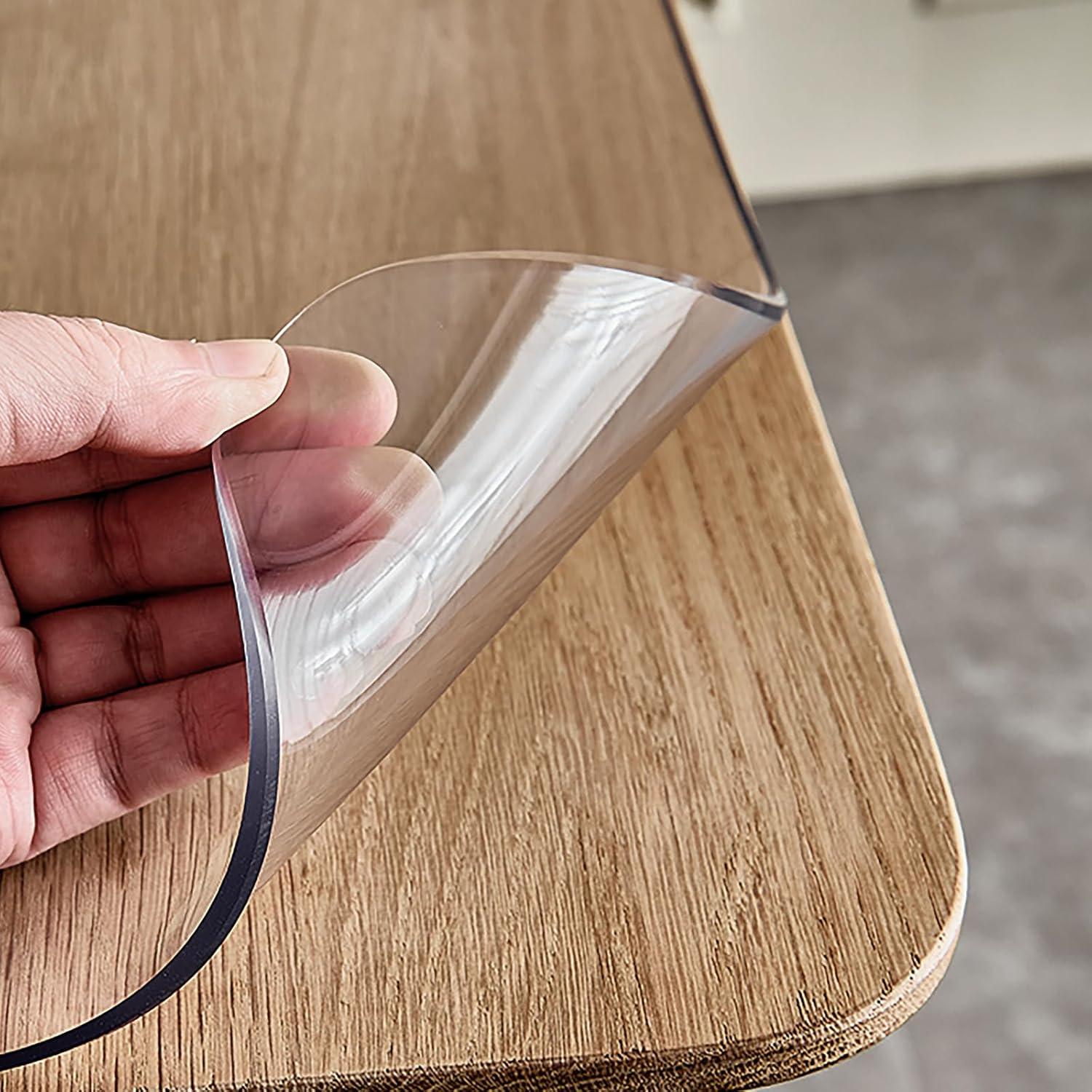 image:imageVEVOR Clear Table Cover Protector 48 inch1230 mm Round Table Cover 15 mm Thick PVC Plastic Tablecloth Waterproof Desktop Protector for Writing Desk Coffee Table Dining Room Table100 x 45 Rectangular