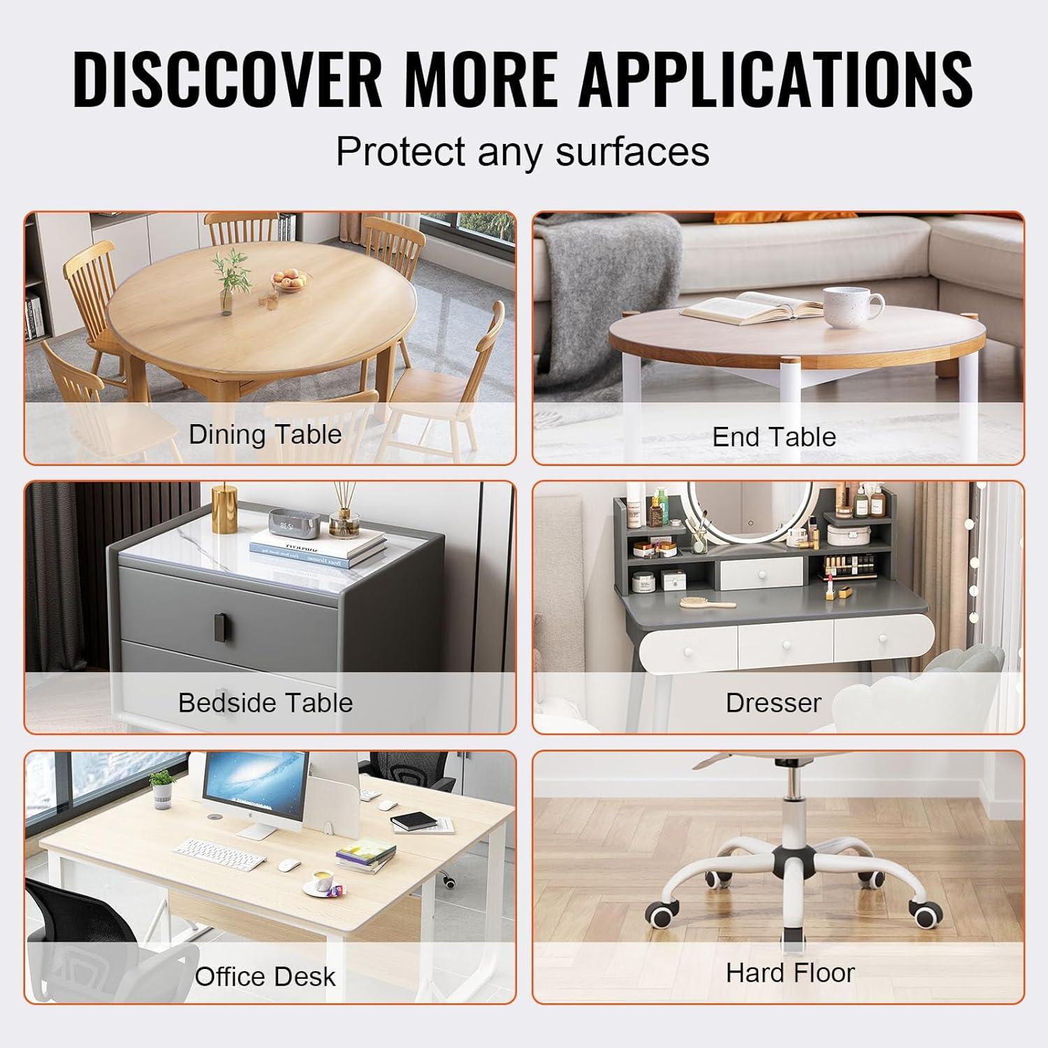 image:imageVEVOR Clear Table Cover Protector 48 inch1230 mm Round Table Cover 15 mm Thick PVC Plastic Tablecloth Waterproof Desktop Protector for Writing Desk Coffee Table Dining Room Table42 Round