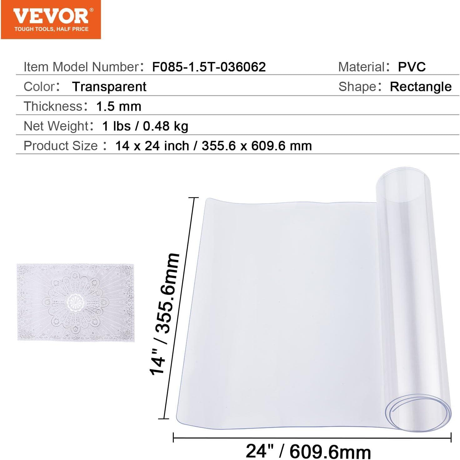 image:imageVEVOR Clear Table Cover Protector 48 inch1230 mm Round Table Cover 15 mm Thick PVC Plastic Tablecloth Waterproof Desktop Protector for Writing Desk Coffee Table Dining Room Table24 x 14 Rectangular