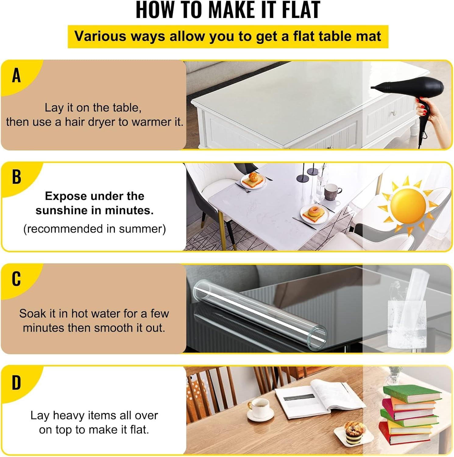 image:imageVEVOR Clear Table Cover Protector 48 inch1230 mm Round Table Cover 15 mm Thick PVC Plastic Tablecloth Waterproof Desktop Protector for Writing Desk Coffee Table Dining Room Table24 x 60 15 mm