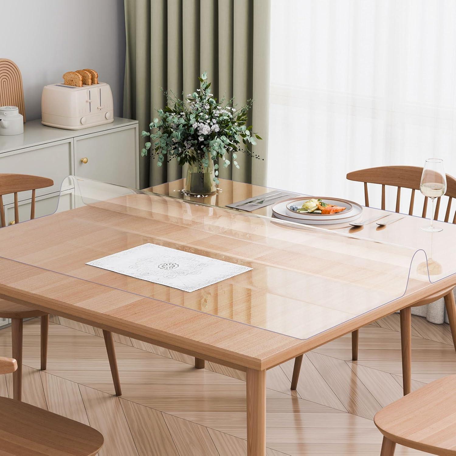image:imageVEVOR Clear Table Cover Protector 48 inch1230 mm Round Table Cover 15 mm Thick PVC Plastic Tablecloth Waterproof Desktop Protector for Writing Desk Coffee Table Dining Room Table48 x 48 Square