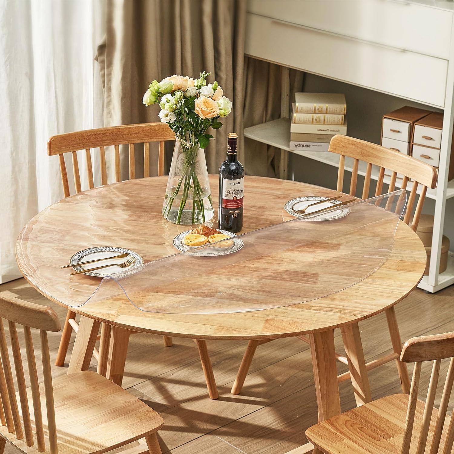 image:imageVEVOR Clear Table Cover Protector 48 inch1230 mm Round Table Cover 15 mm Thick PVC Plastic Tablecloth Waterproof Desktop Protector for Writing Desk Coffee Table Dining Room Table42 Round