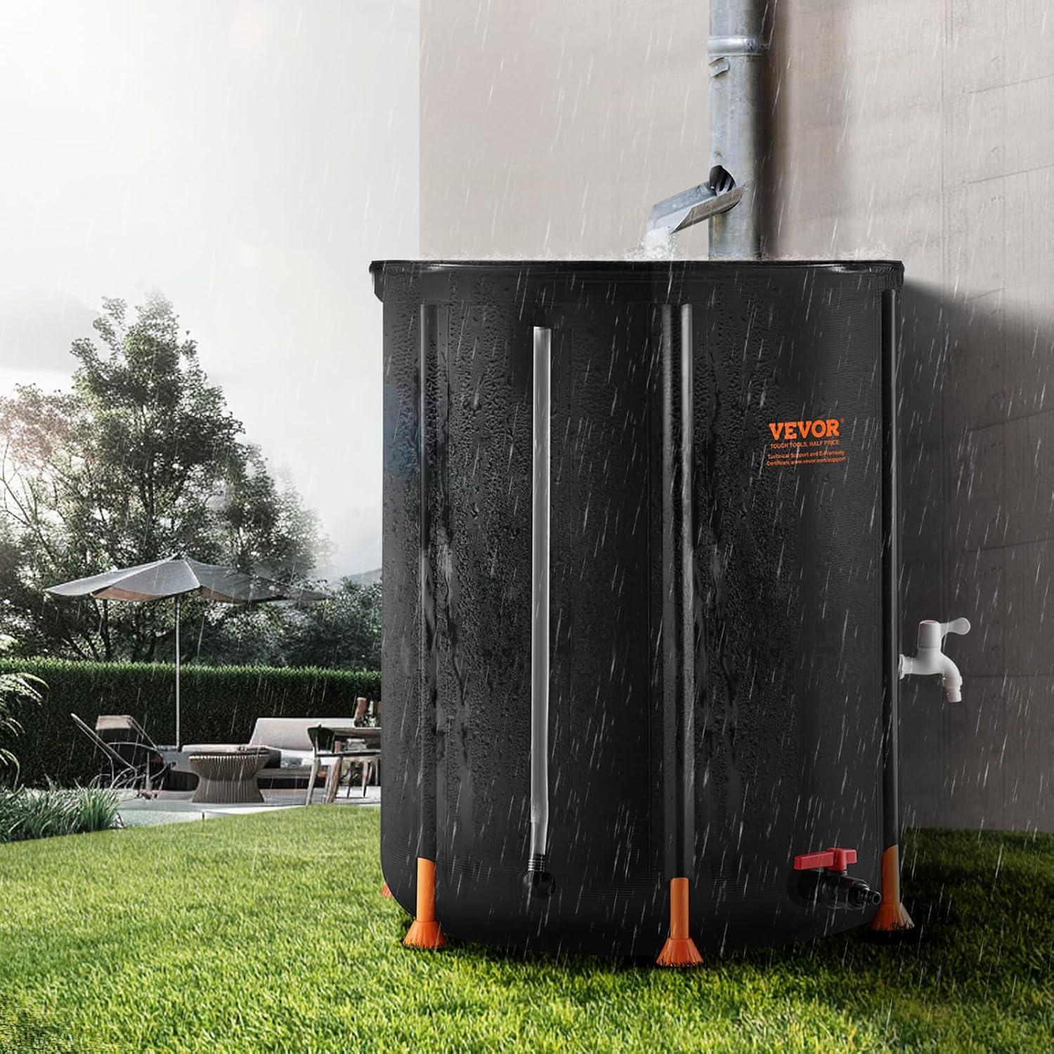 image:imageVEVOR Collapsible Rain Barrel 53 Gallon201 L Portable Rain Water Collection Barrel PVC Rainwater Collection System with Spigots and Overflow Kit Water Barrel for Garden Water Catcher