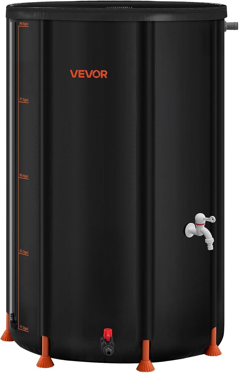 image:imageVEVOR Collapsible Rain Barrel 66 Gallon250 L Portable Rain Water Collection Barrel PVC Rainwater Collection System with Spigots and Overflow Kit Water Barrel for Garden Water CatcherBlack